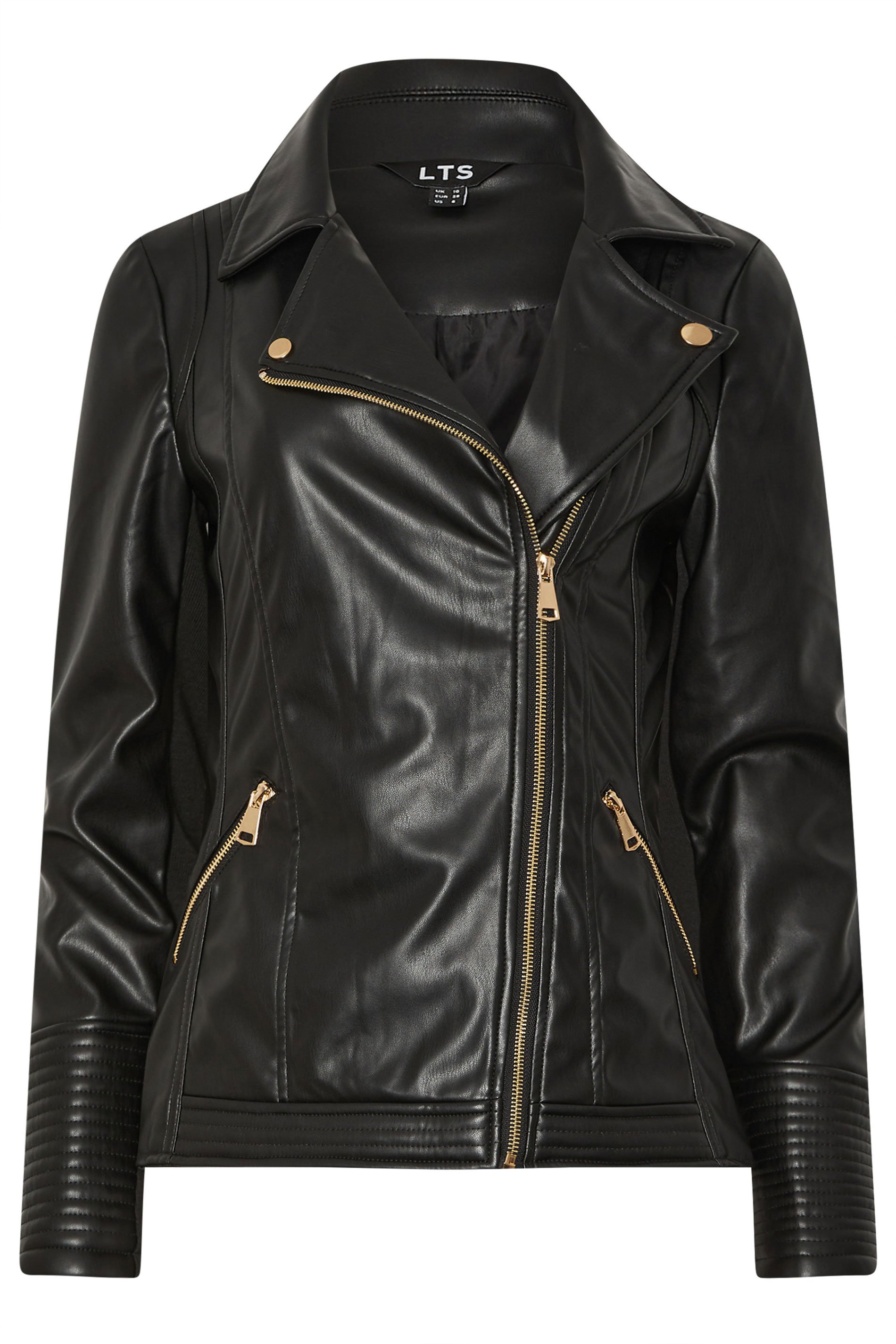 LTS Tall Black Faux Leather Biker Jacket | Long Tall Sally 5