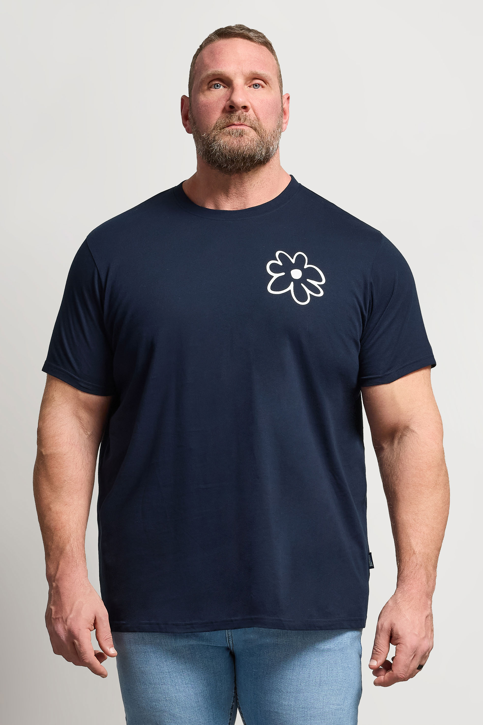 BadRhino Big & Tall Navy Blue Flower Graphic T-Shirt | BadRhino 2