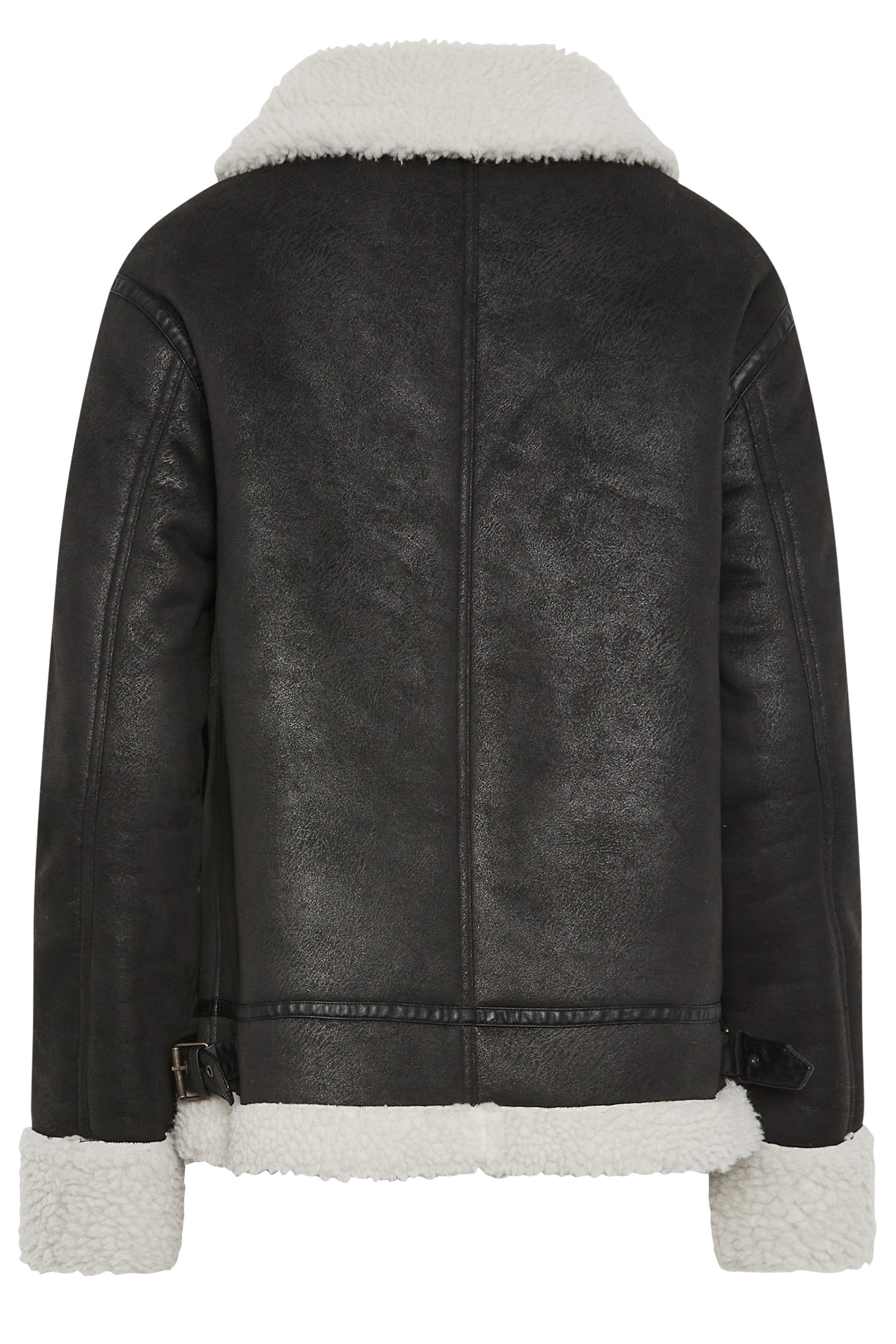 LTS Tall Womens Black Teddy Aviator Jacket | Long Tall Sally