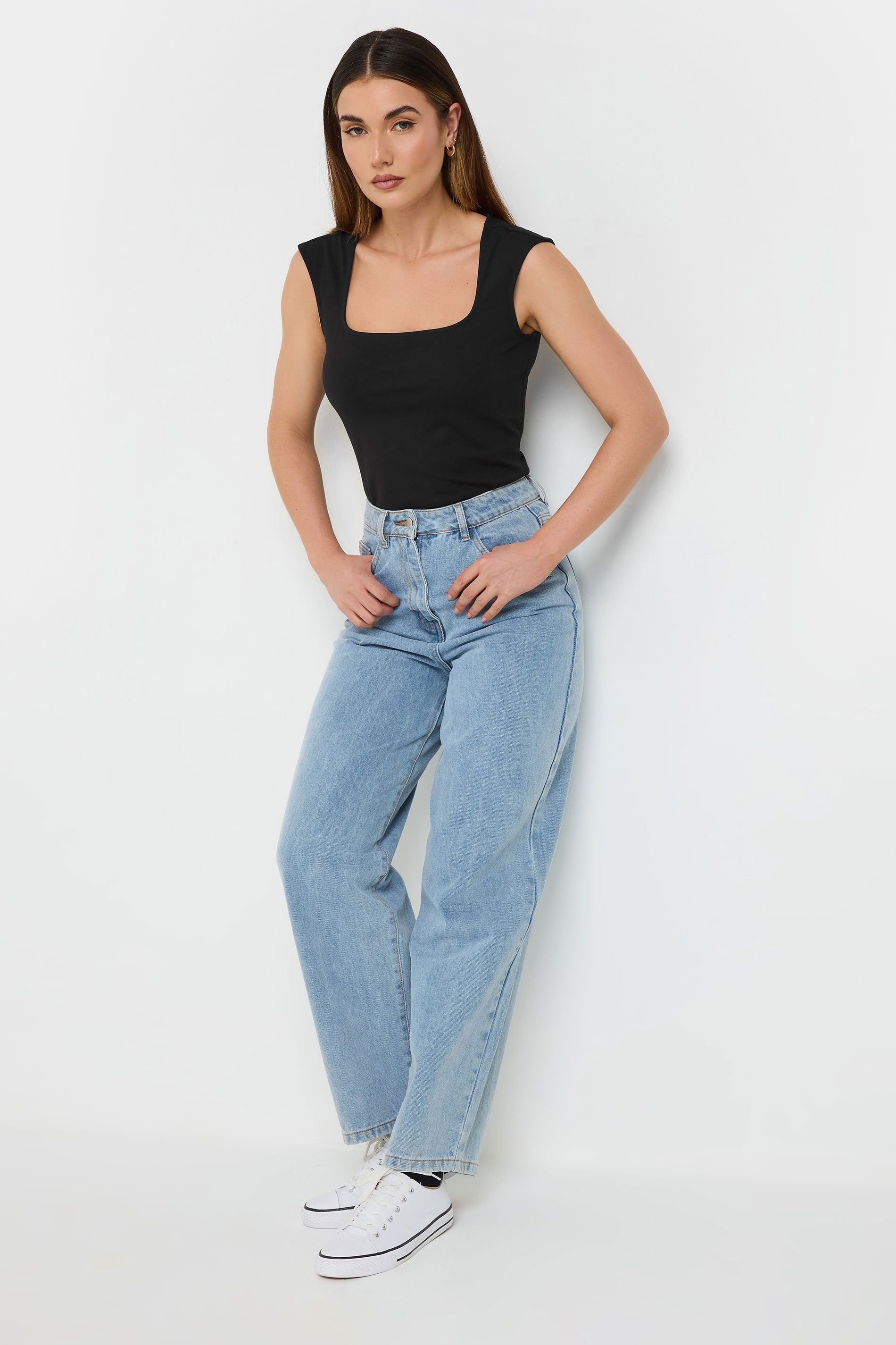 LTS Tall 2 PACK Black & White Square Neck Bodysuits | Long Tall Sally 3