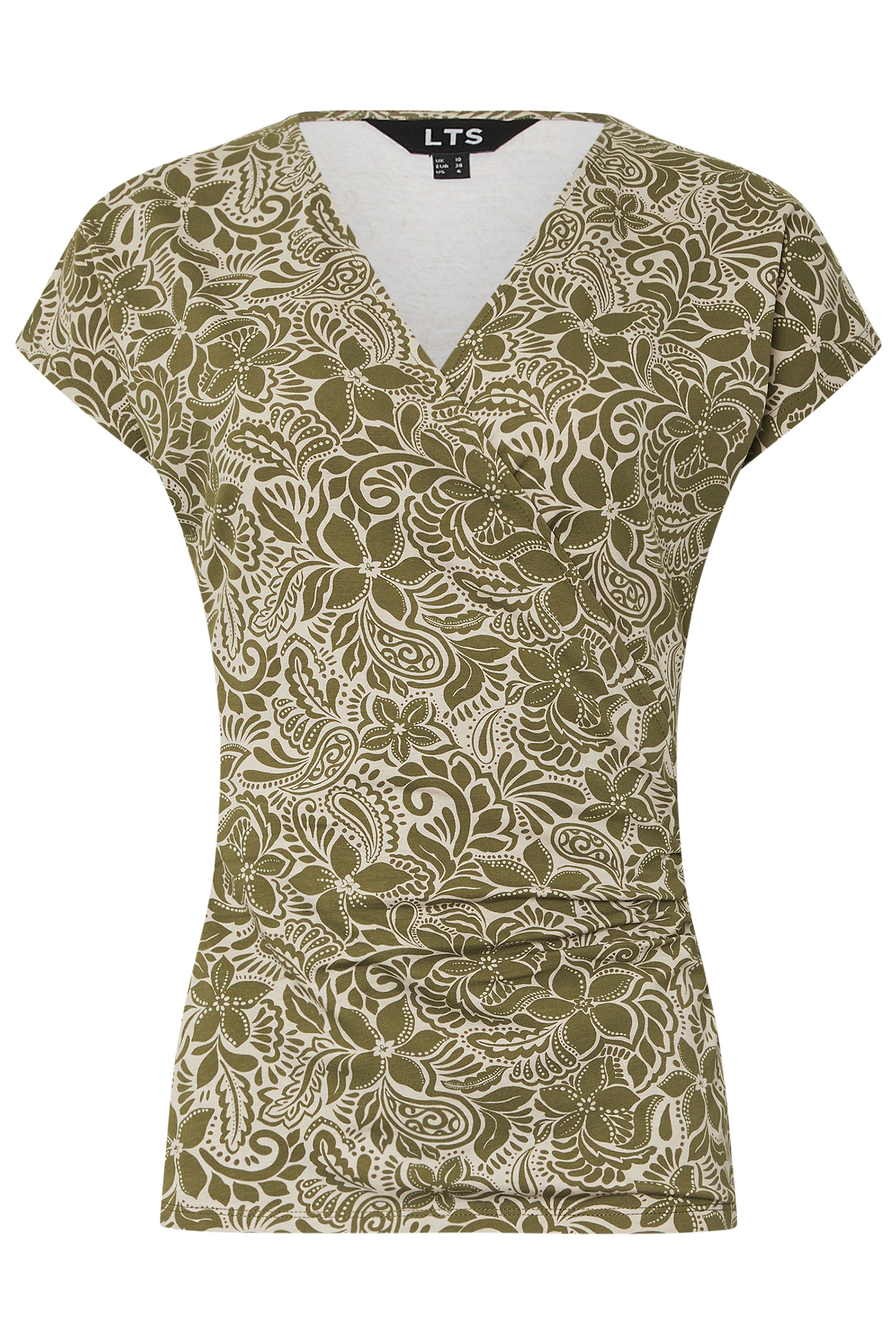 LTS Tall Green Floral Grown Sleeve Wrap Top | Long Tall Sally 5