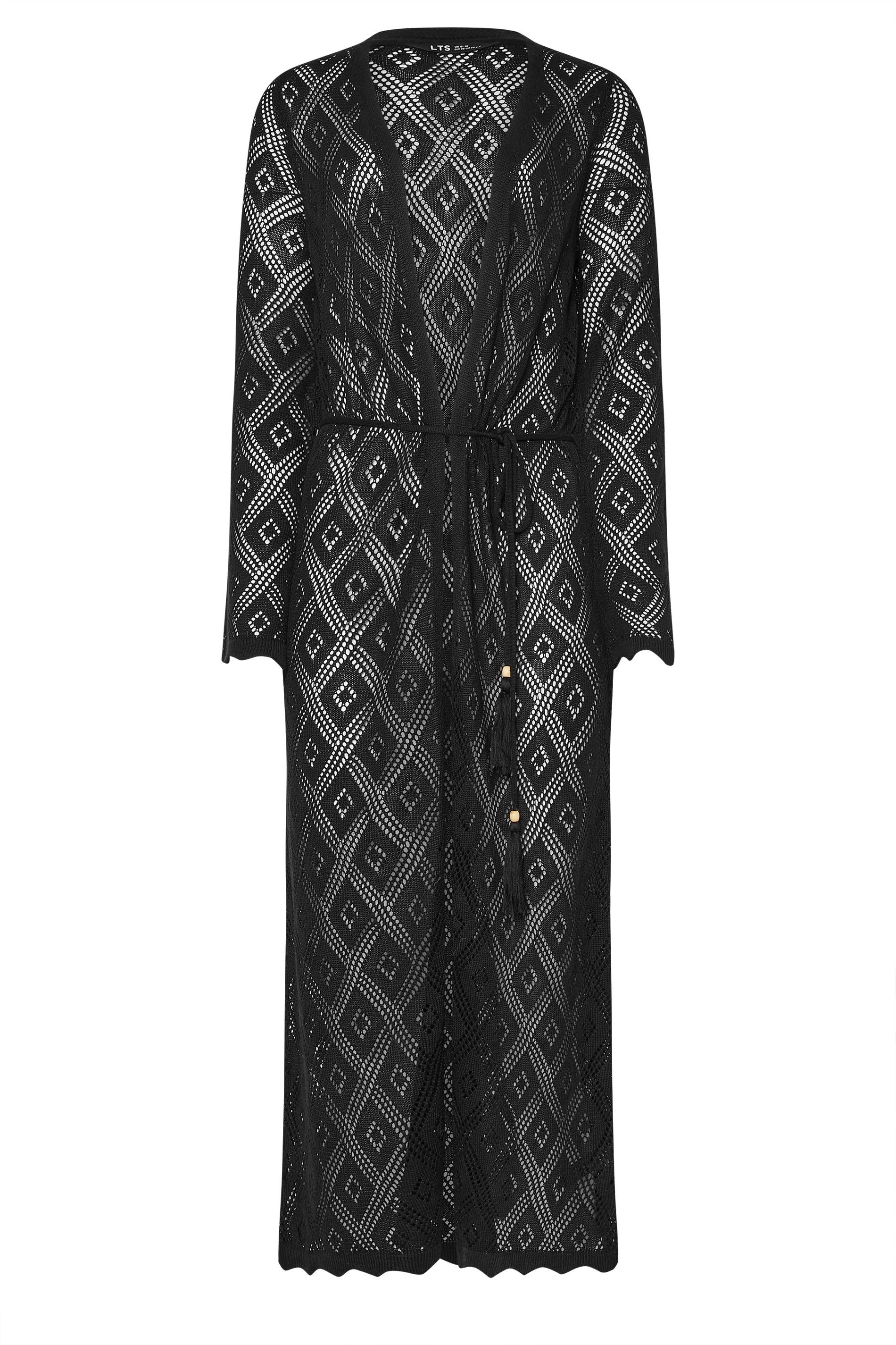 LTS Tall Black Crochet Tassel Maxi Cardigan | Long Tall Sally 6