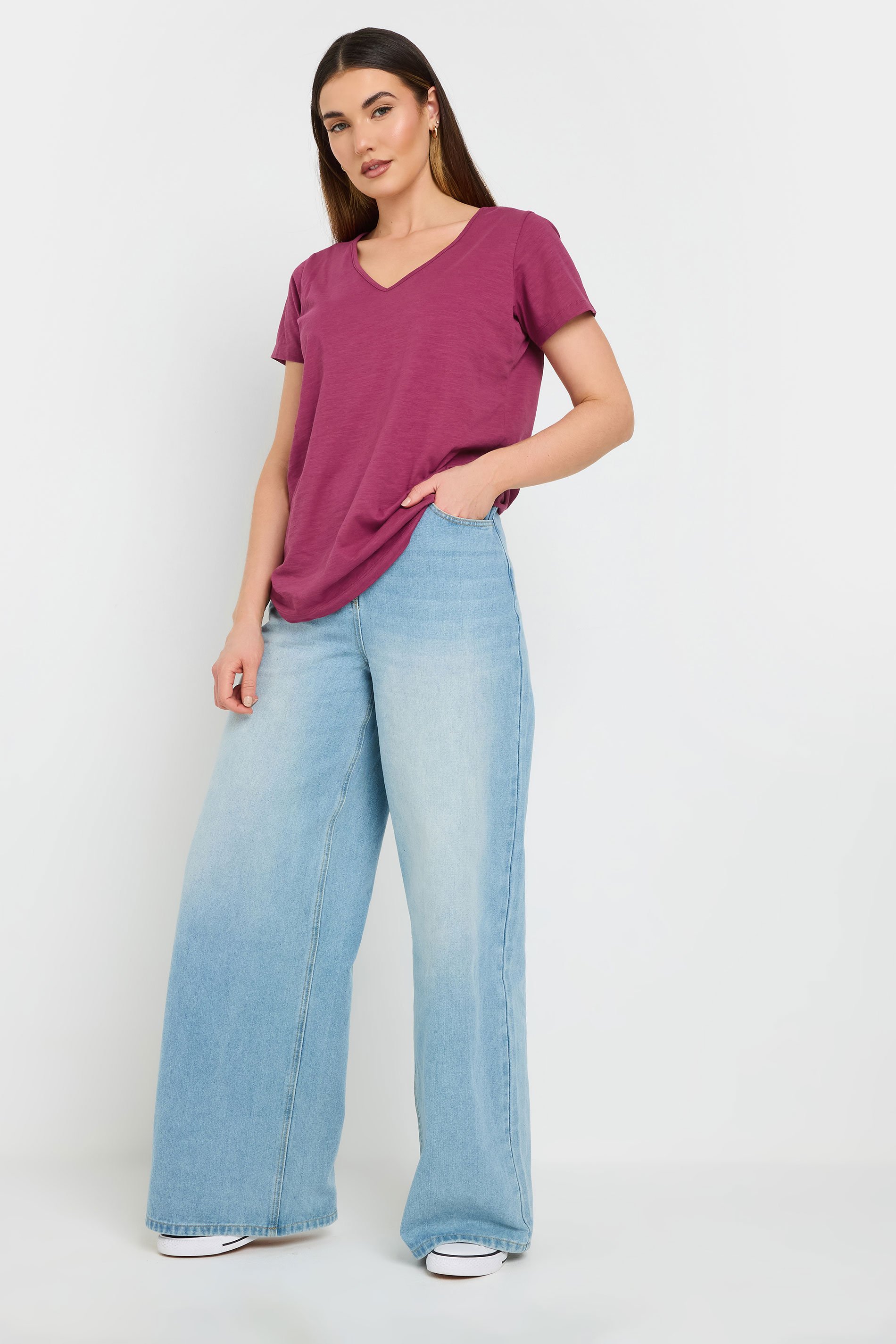 LTS Tall 3 PACK Sage Green & Berry Red V-Neck T-Shirts | Long Tall Sally 3