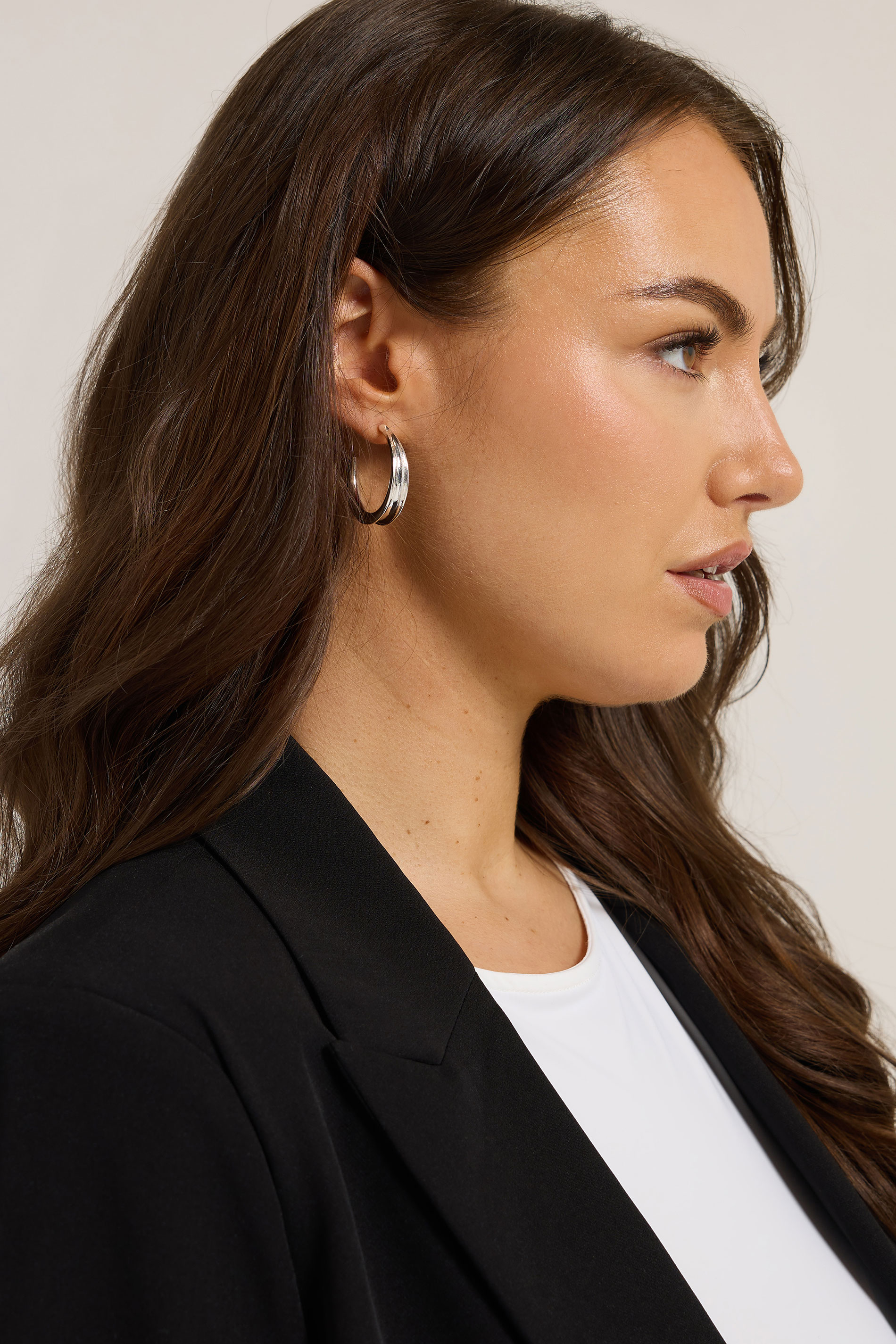 3 PACK Silver Tone Mixed Hoop Earring Set | Yours Clothing 2