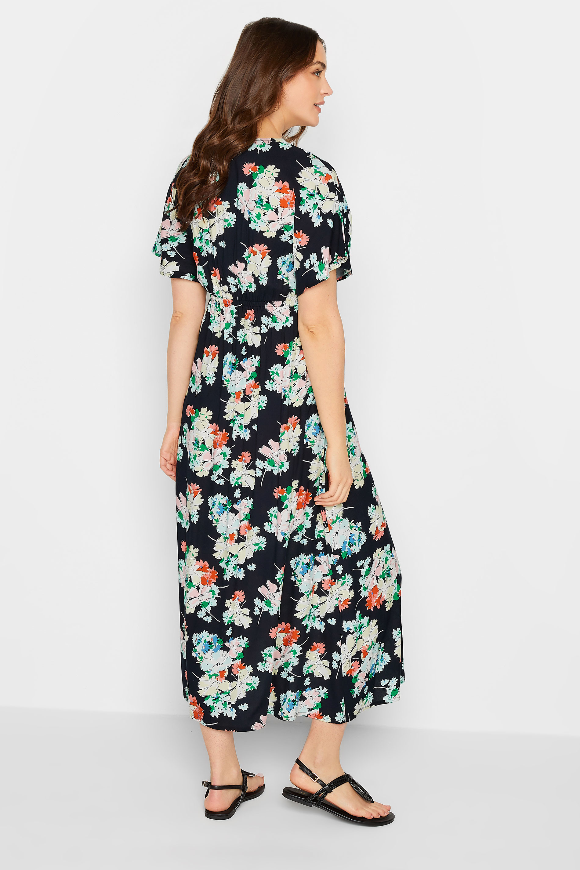 LTS Tall Women's Black Floral Print Split Front Midaxi Dress | Long Tall Sally 3