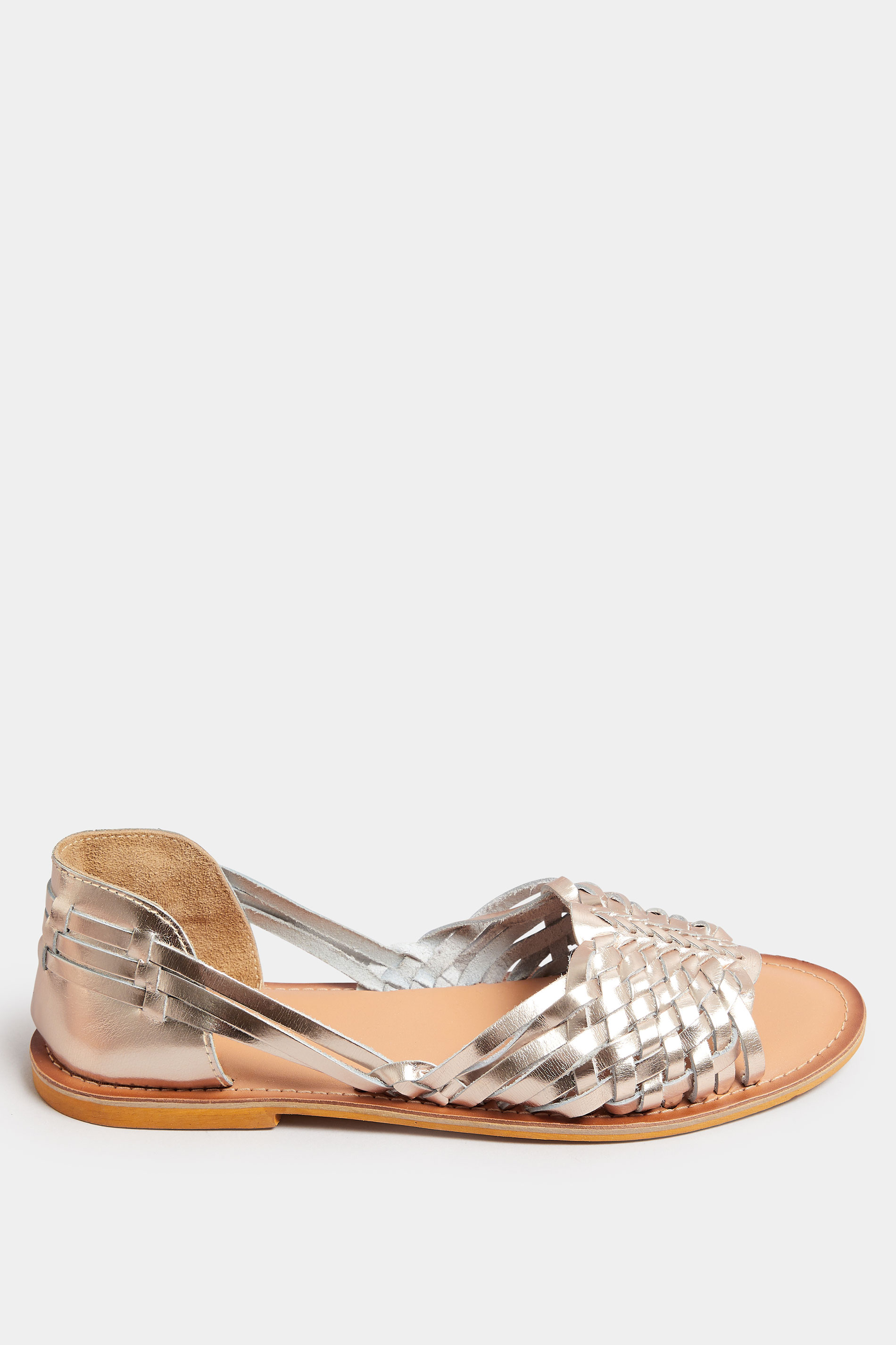 Gold Woven Leather Mules In Extra Wide EEE FIt | Yours Clothing 3