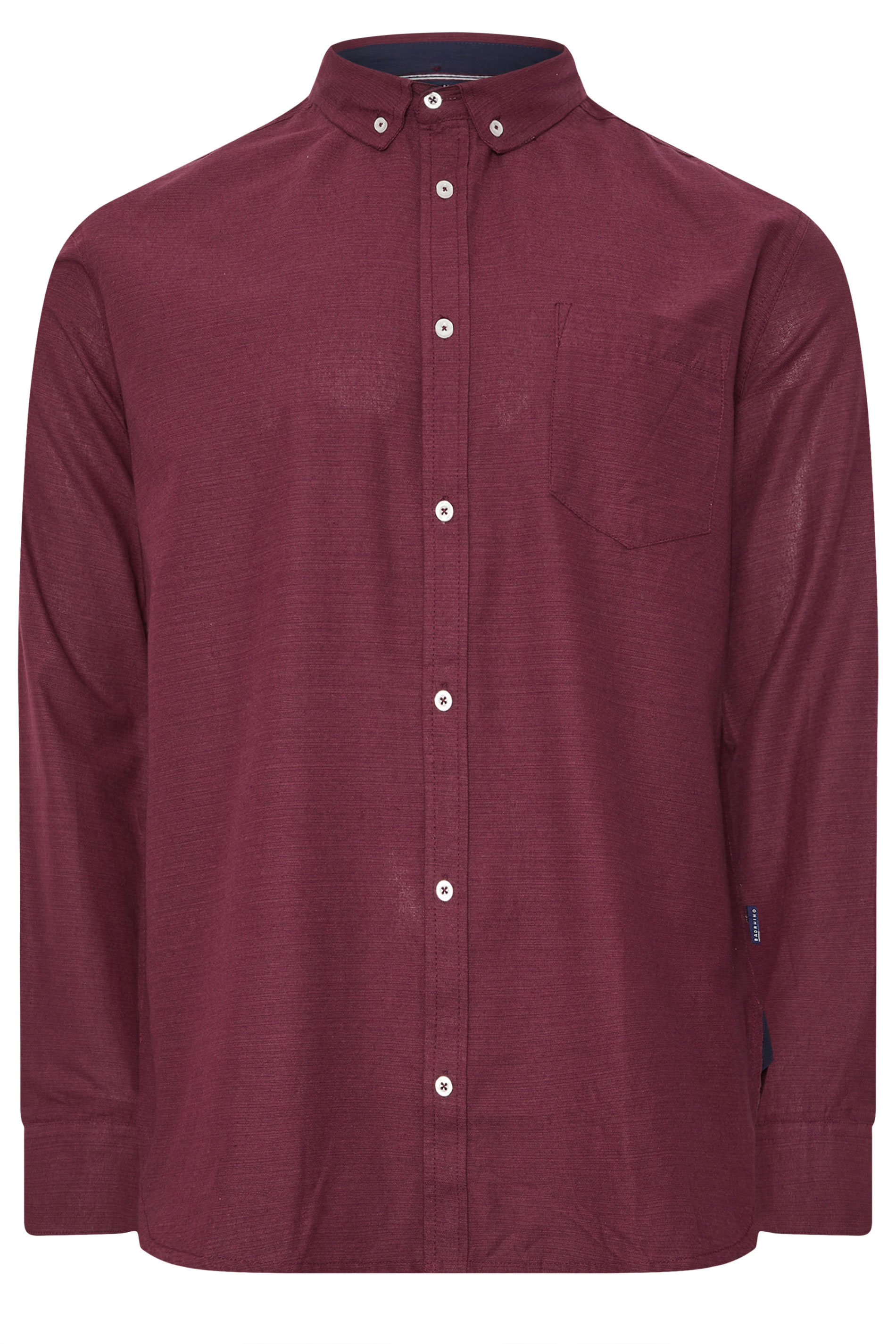 BadRhino Big & Tall Burgundy Red Long Sleeve Slub Shirt | BadRhino 6