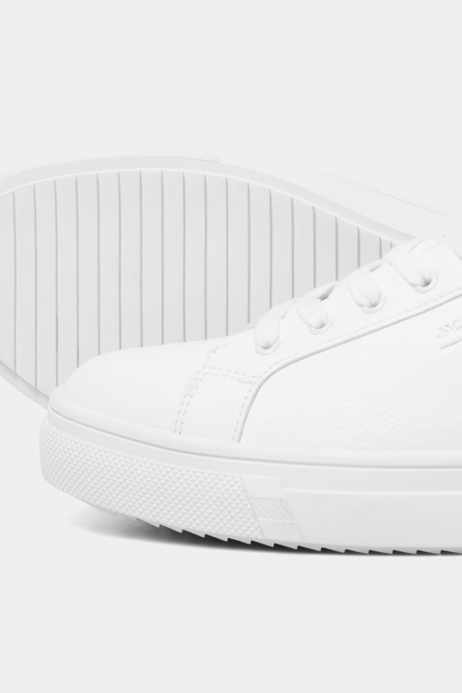 JACK & JONES Big & Tall White PU Lace Up Trainers | BadRhino 5