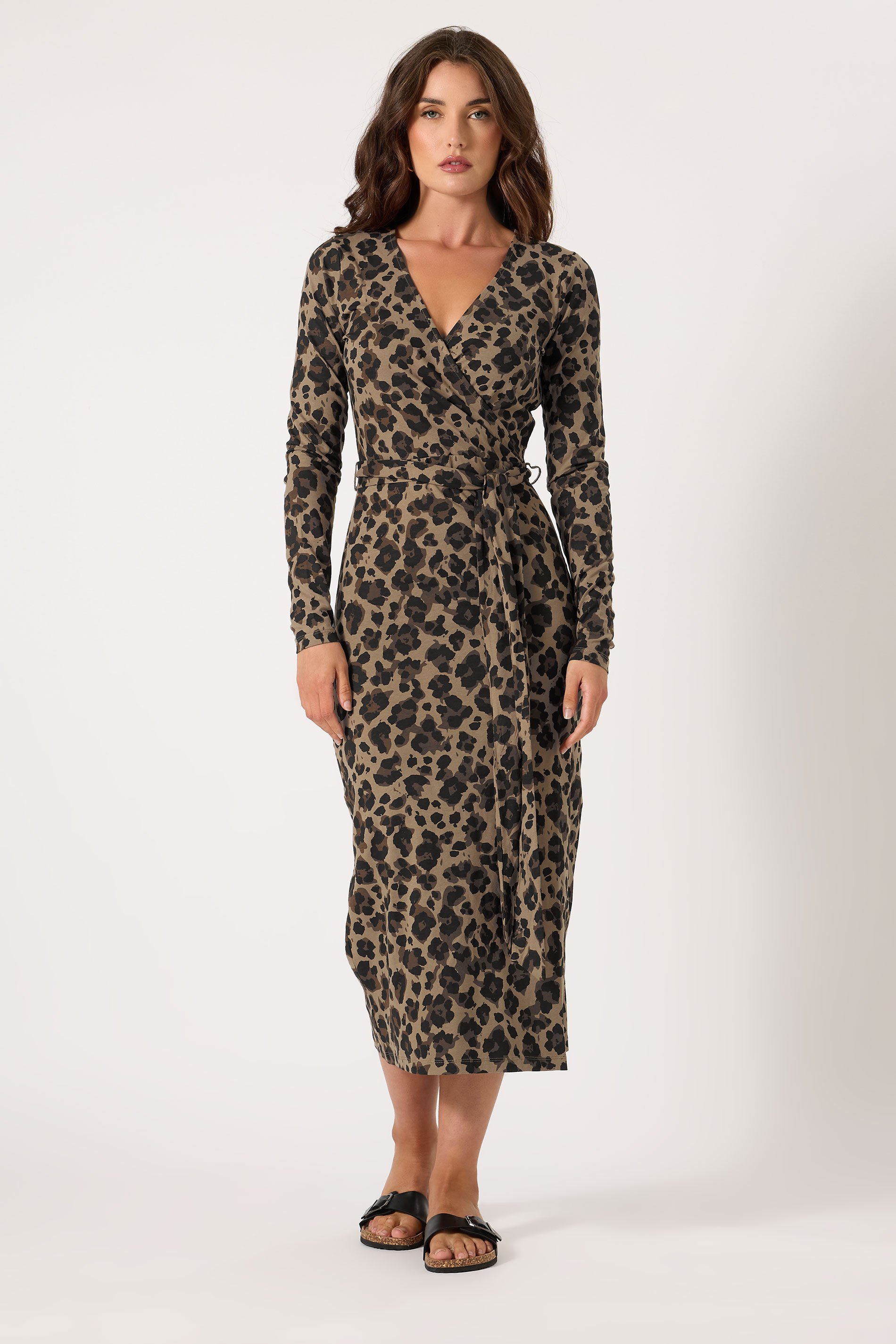 LTS Tall Brown Leopard Print Midaxi Wrap Dress | Long Tall Sally 2