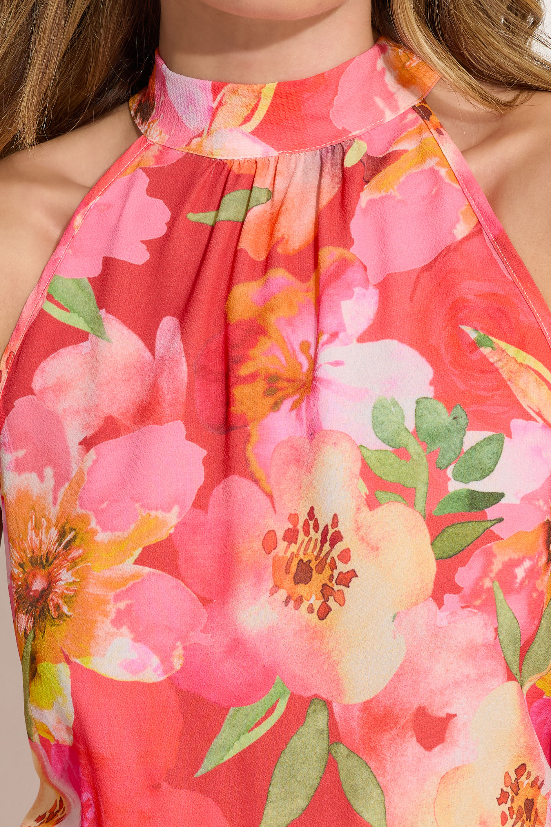 LTS Tall Orange Tropical Floral Halter Neck Maxi Dress | Long Tall Sally 4