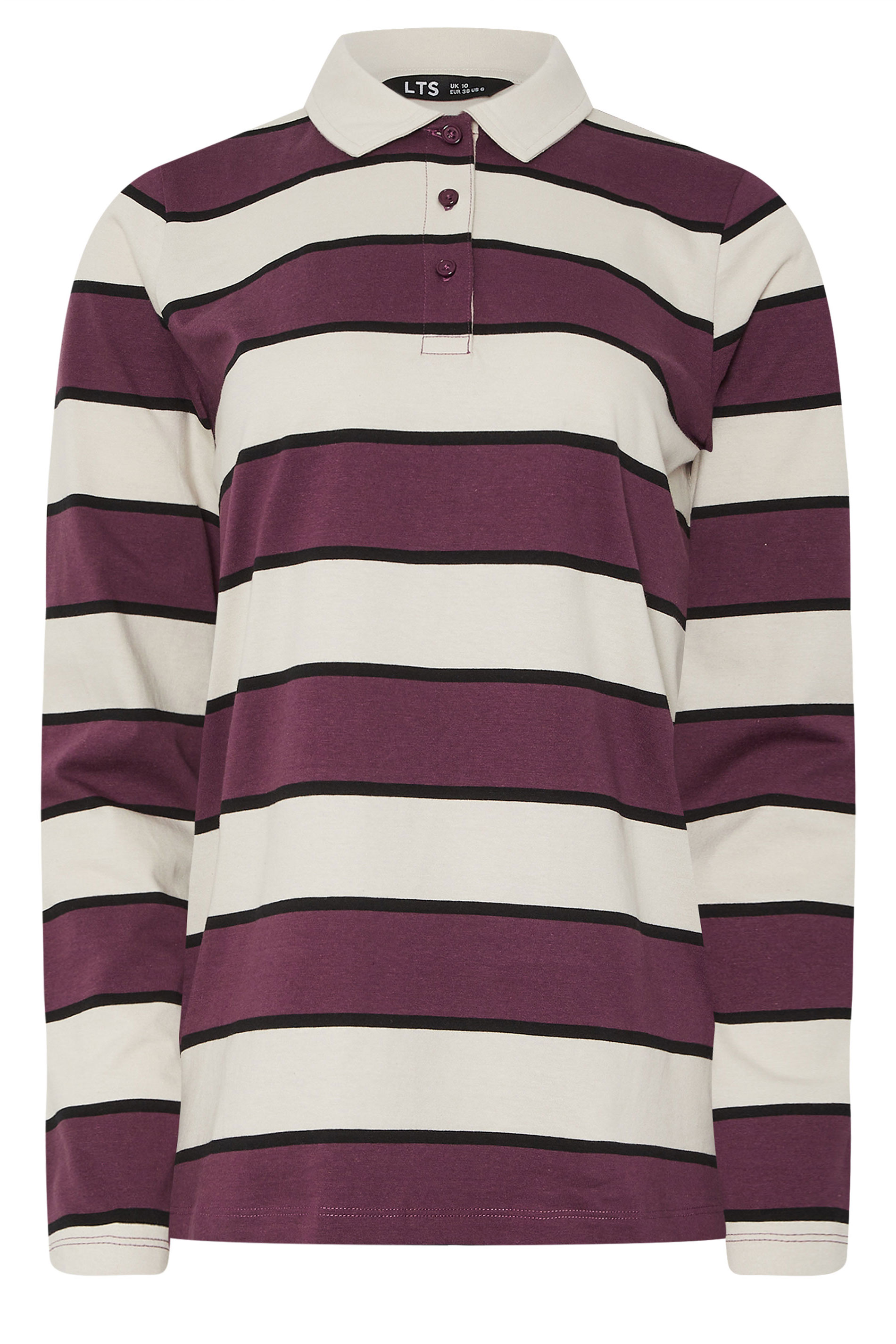 LTS Tall Ivory White Striped Jersey Polo Top | Long Tall Sally 5