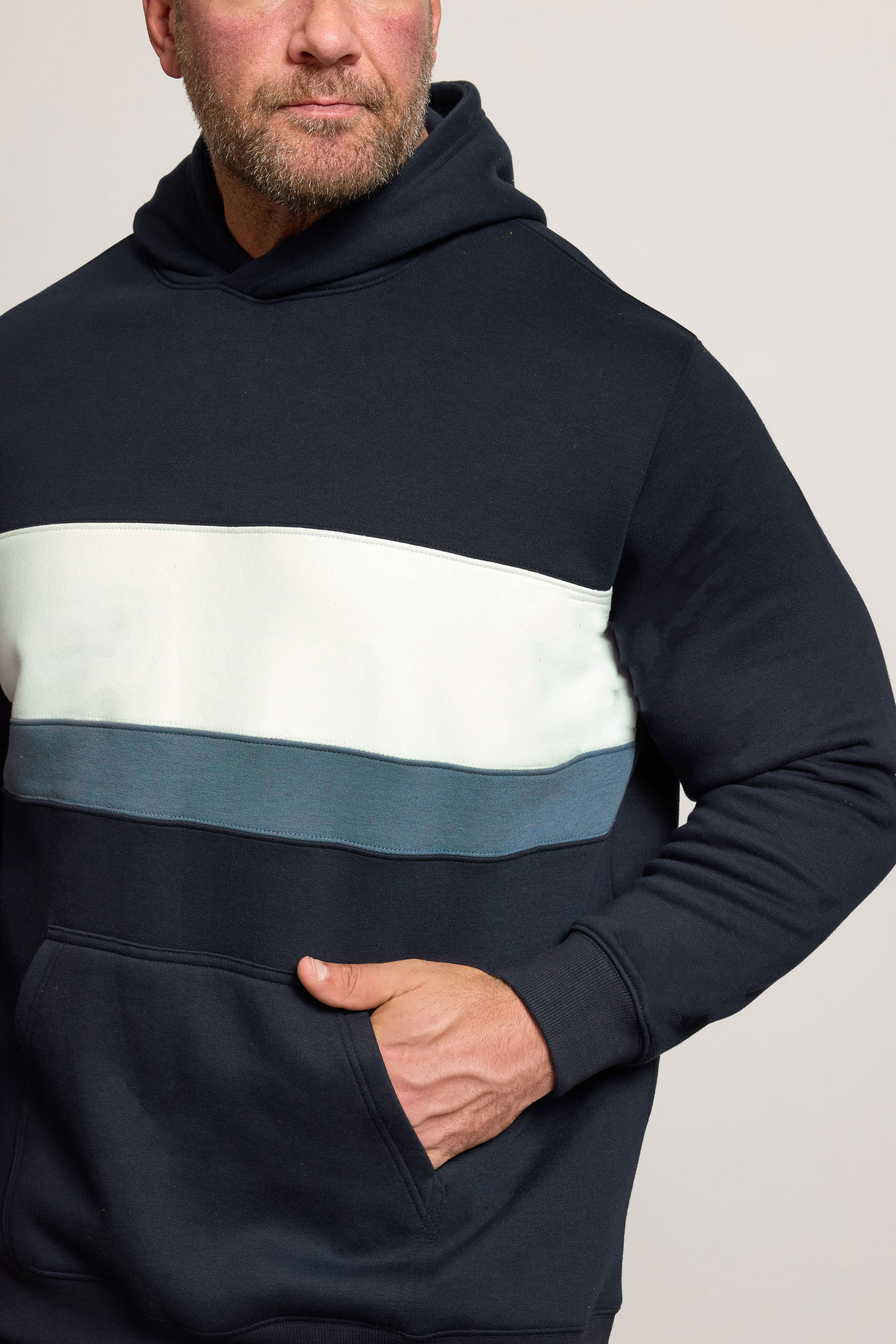 BadRhino Big & Tall Navy Blue Cut & Sew Hoodie | BadRhino 4