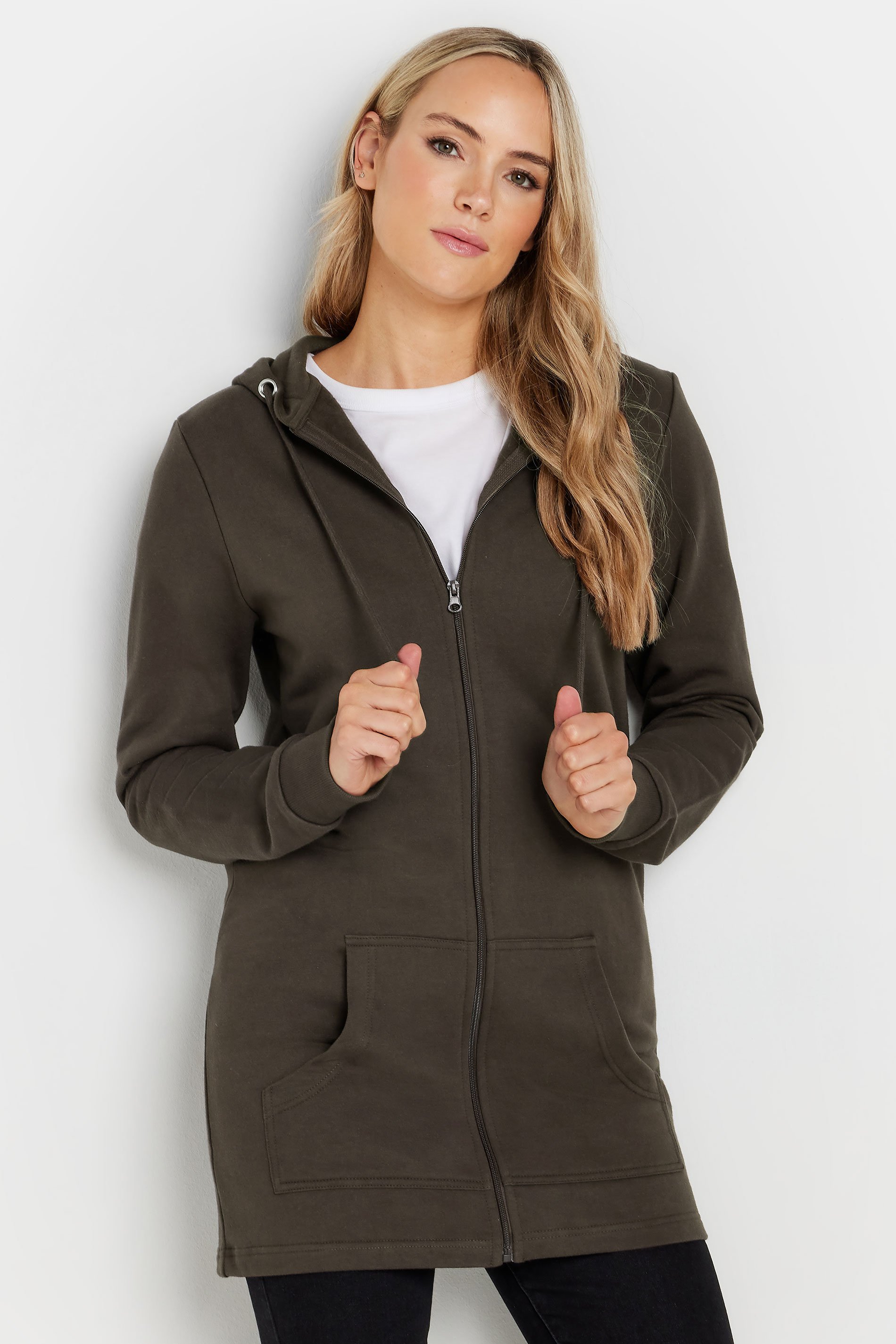 LTS Tall Chocolate Brown Cotton Longline Hoodie | Long Tall Sally 2