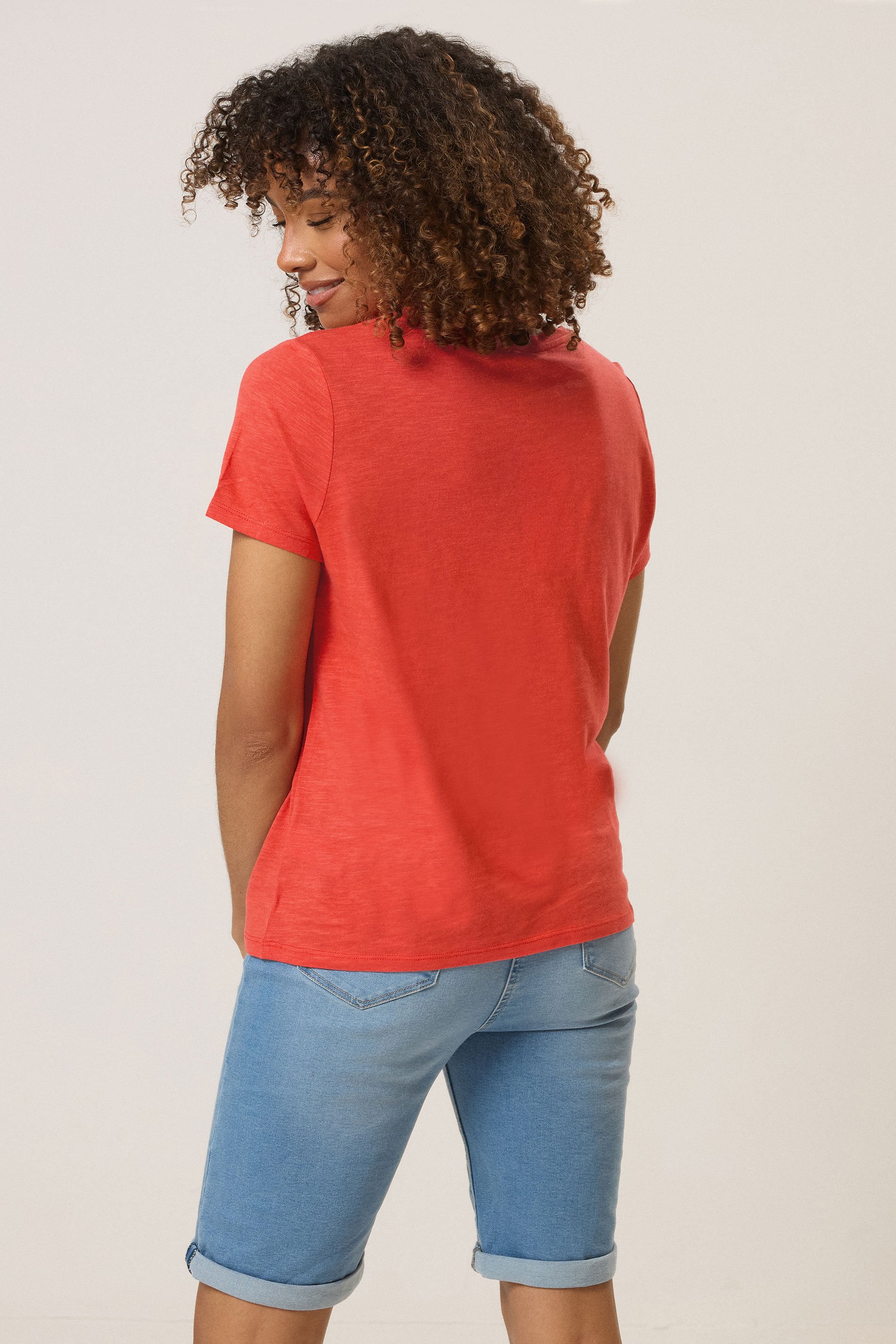 M&Co Red Short Sleeve Cotton Blend T-Shirt | M&Co  3