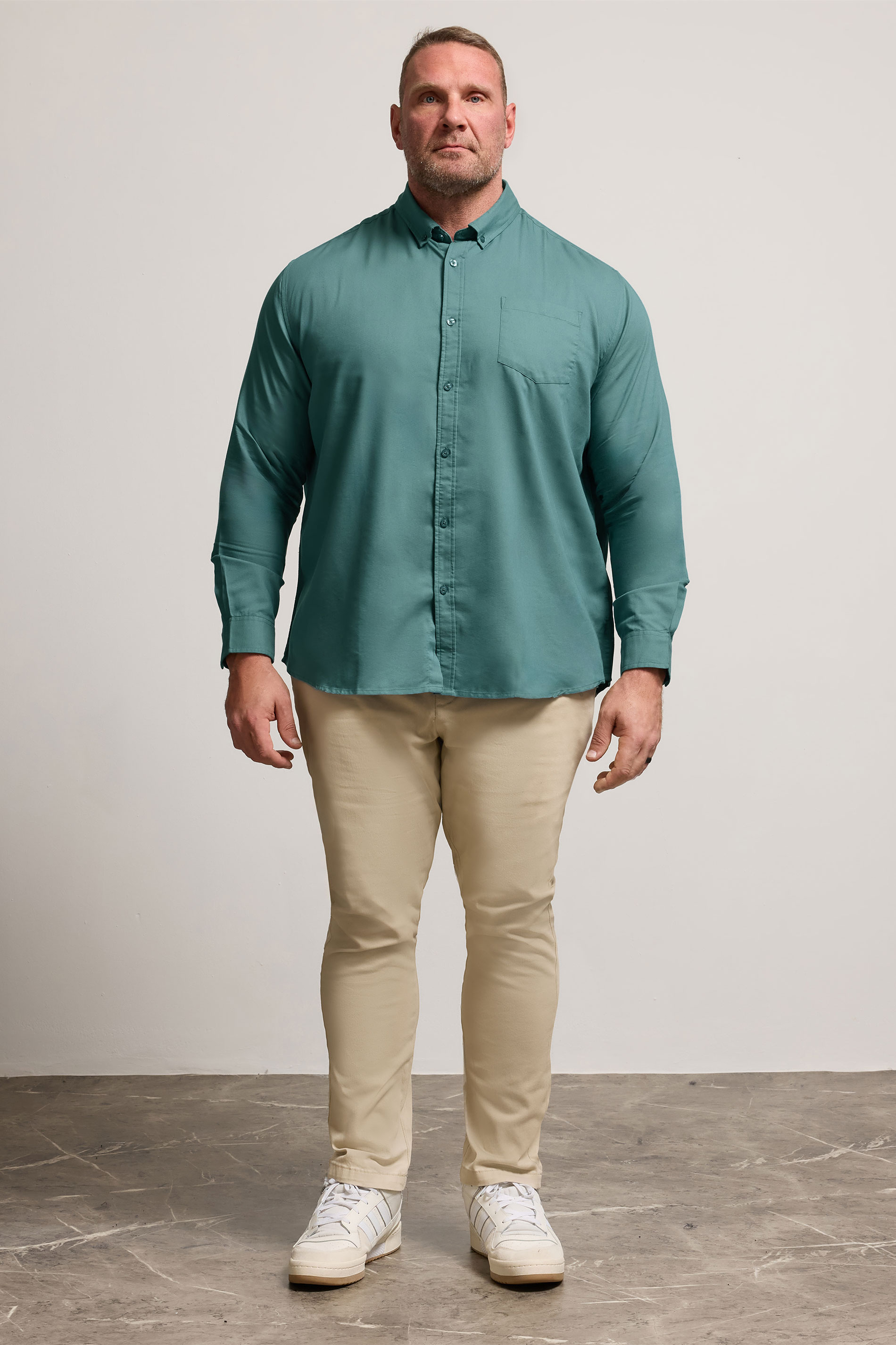 BadRhino Big & Tall Blue Long Sleeve Oxford Shirt | BadRhino 2