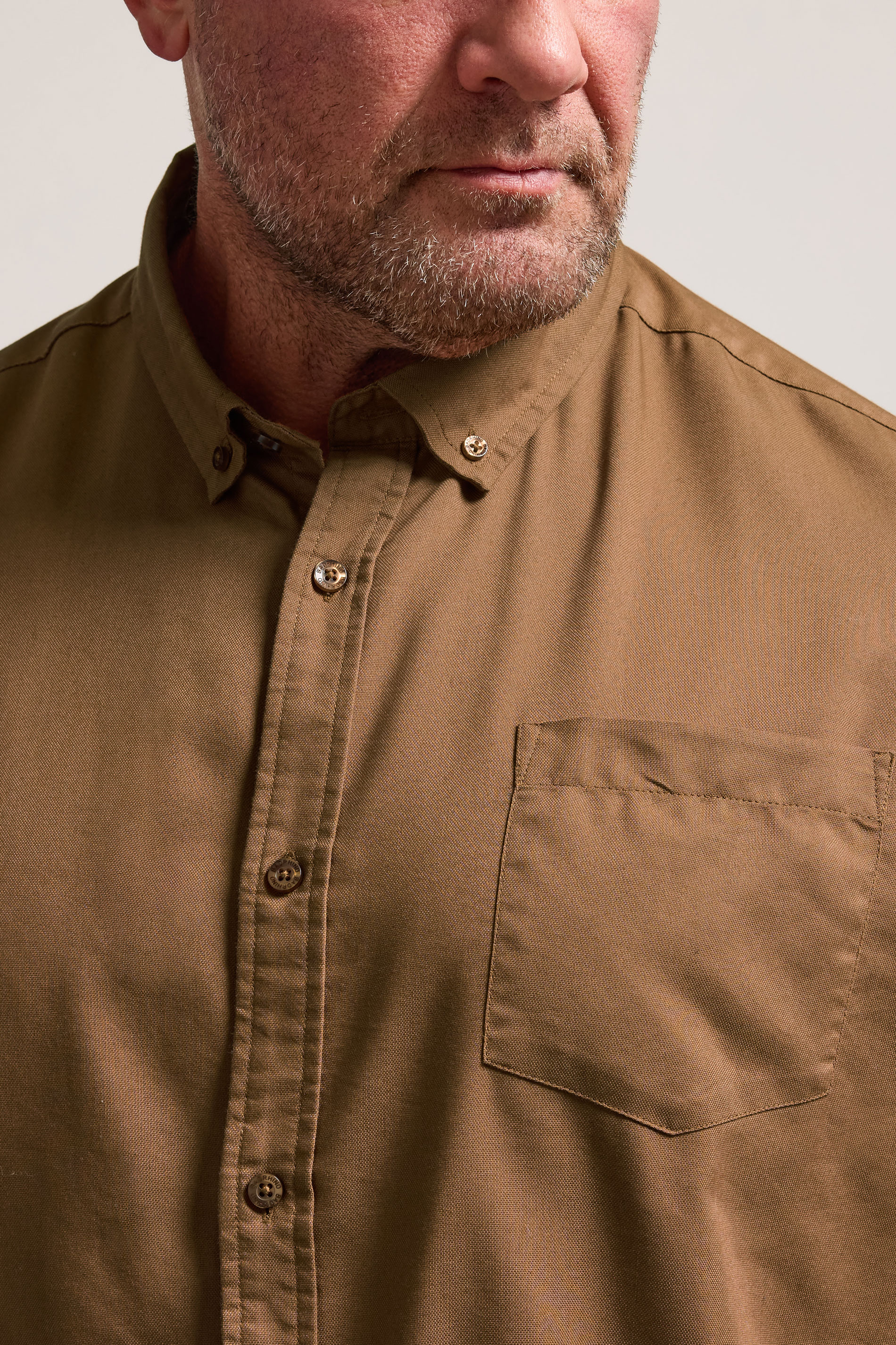 BadRhino Big & Tall Tan Brown Long Sleeve Oxford Shirt | BadRhino 4