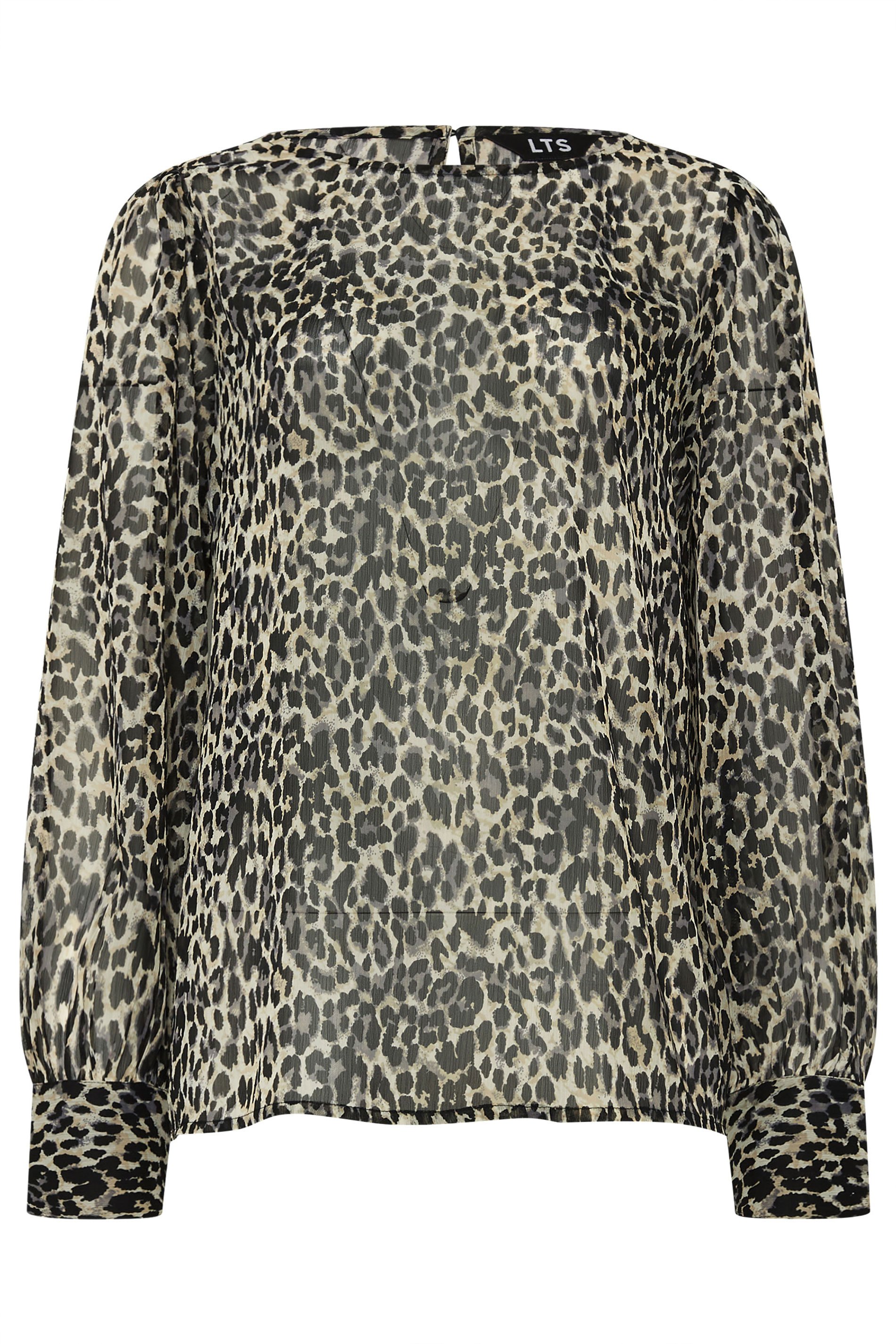 LTS Tall Natural Brown Sheer Leopard Print Blouse | Long Tall Sally 5