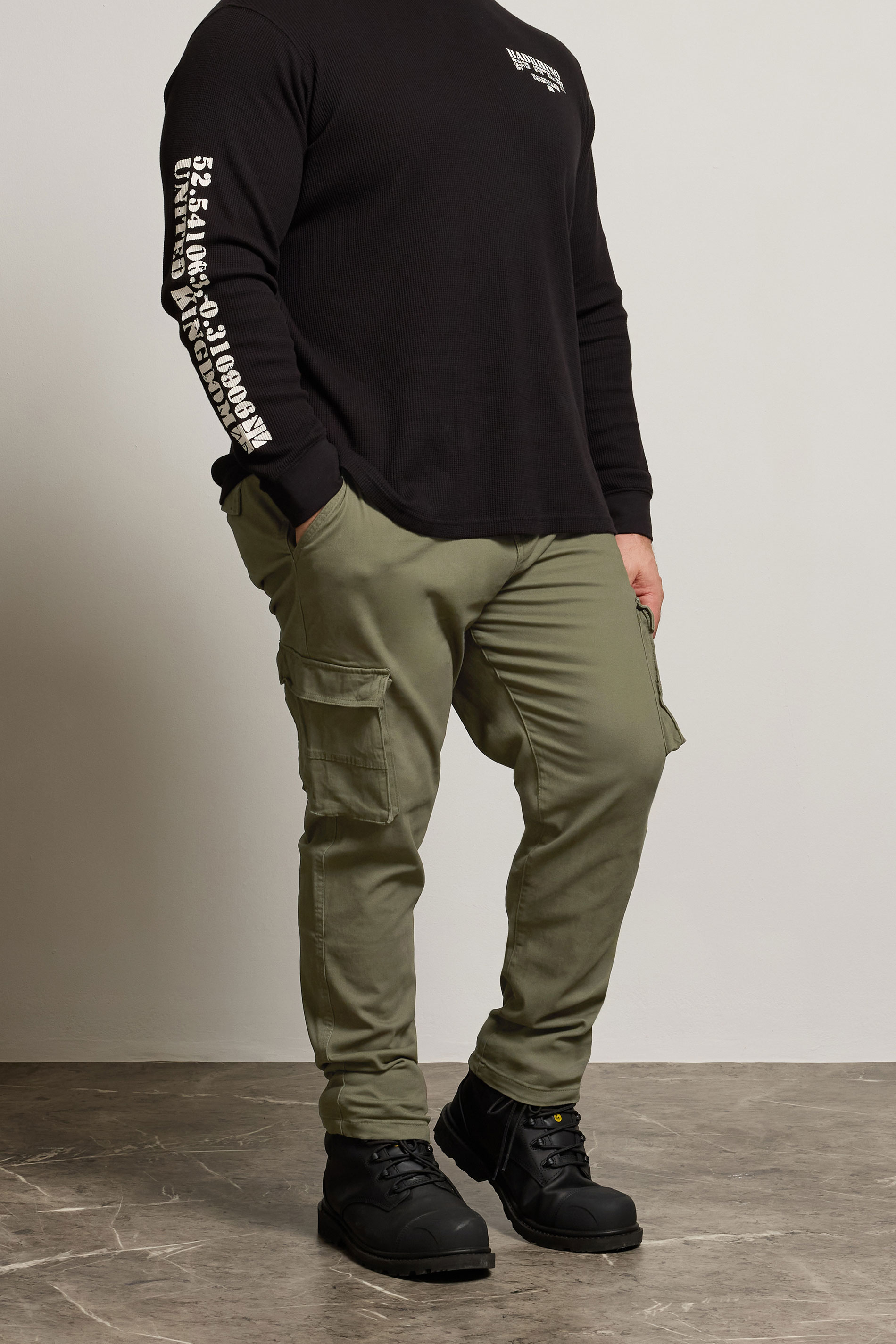 BadRhino Khaki Green Stretch Cargo Trousers | BadRhino 1