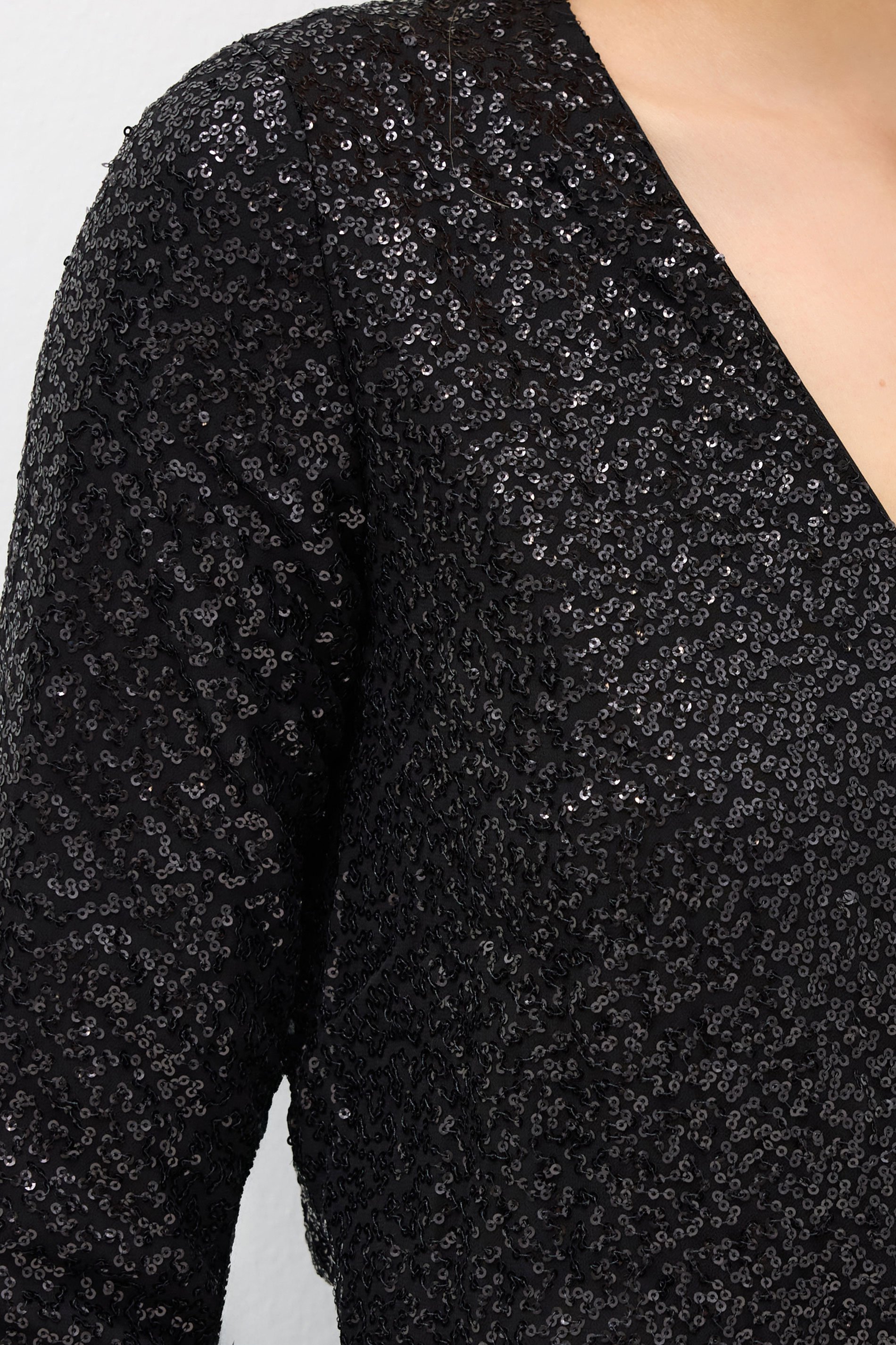 LTS Tall Black Sequin Wrap Midaxi Dress | Long Tall Sally 4