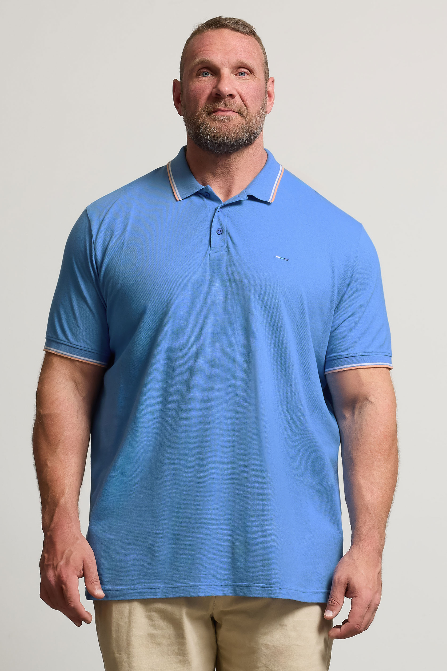BadRhino Big & Tall Light Blue Tipped Polo Shirt | BadRhino 2