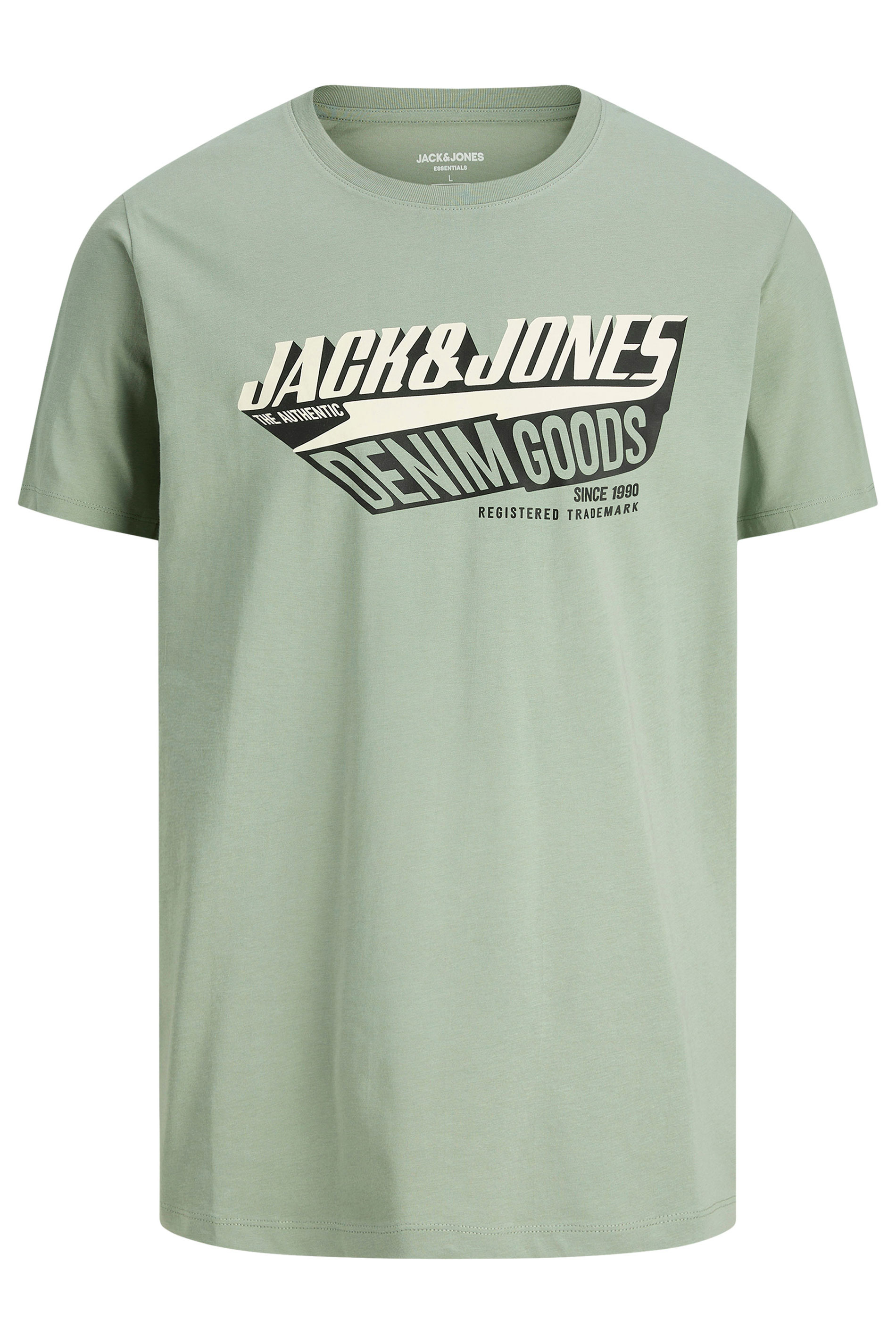 JACK & JONES Big & Tall Iceberg Green Logo Chest Print T-Shirt | BadRhino 3