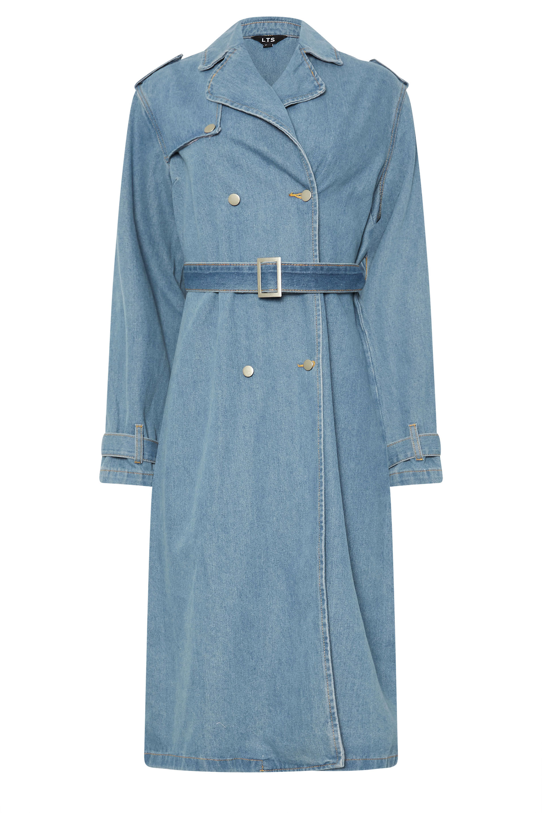 LTS Tall Light Blue Denim Trench Coat | Long Tall Sally 8