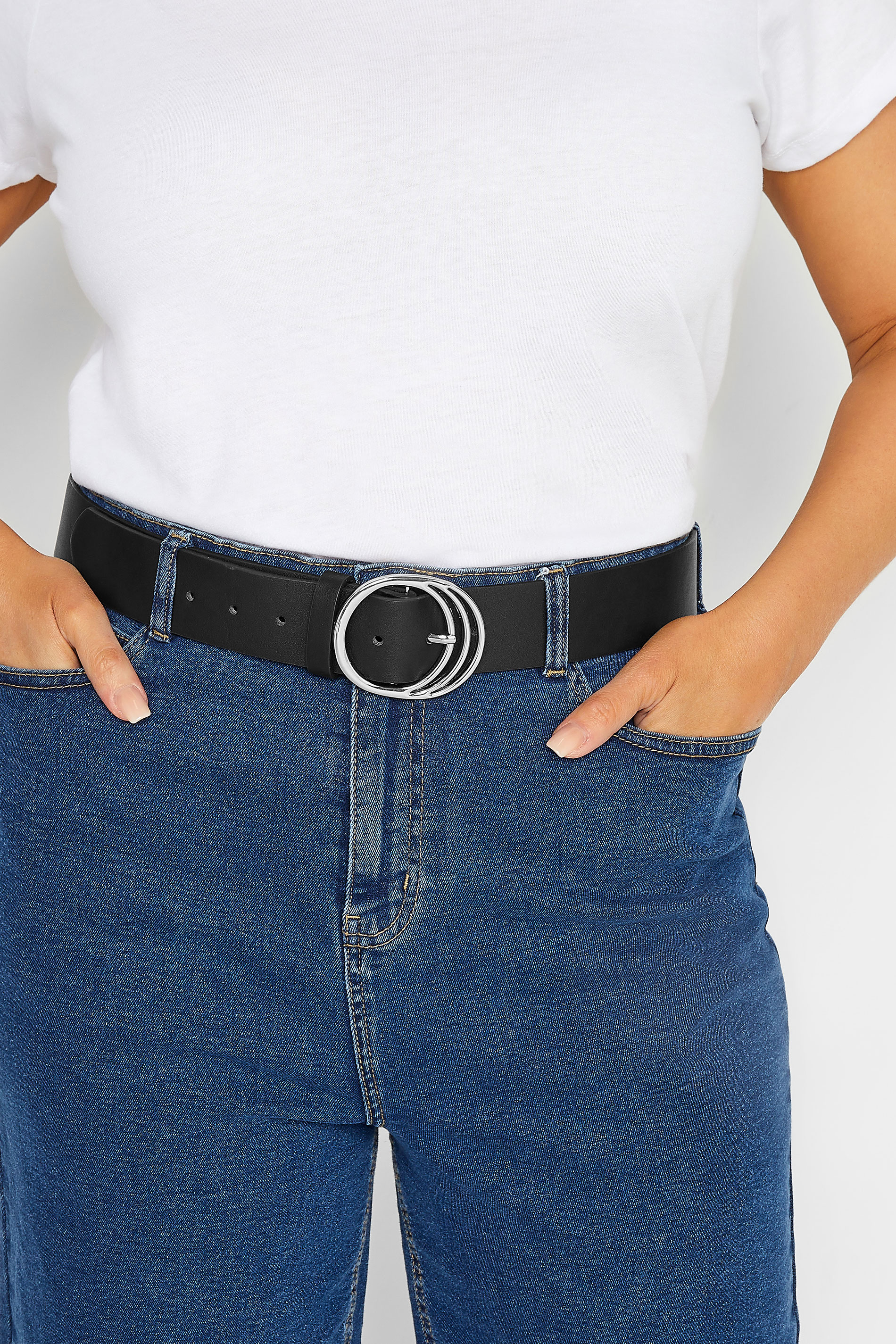 Black & Silver Triple Circle Belt | Yours Clothing 1