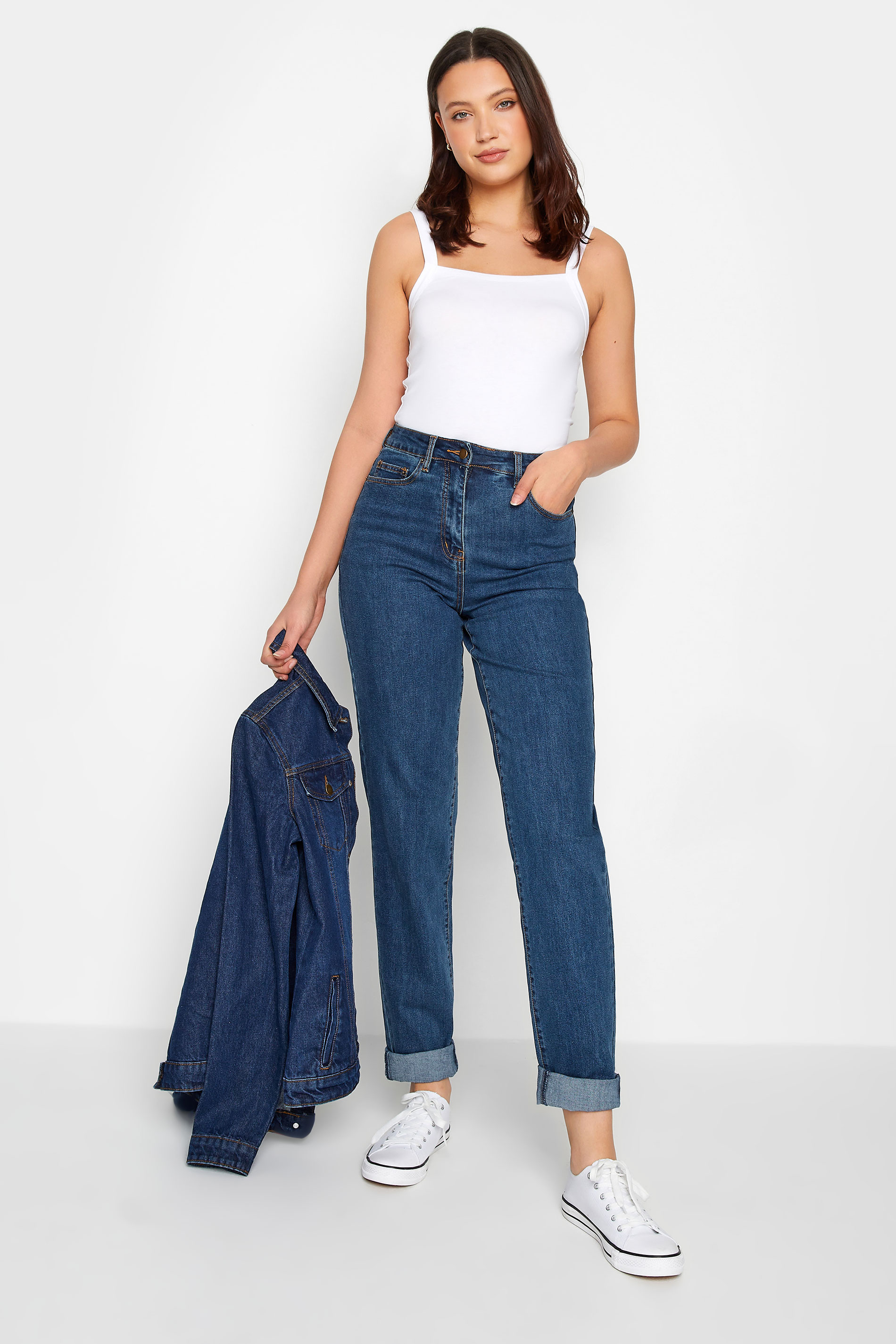 LTS Tall Women's Indigo Blue Washed UNA Mom Jeans | Long Tall Sally 1