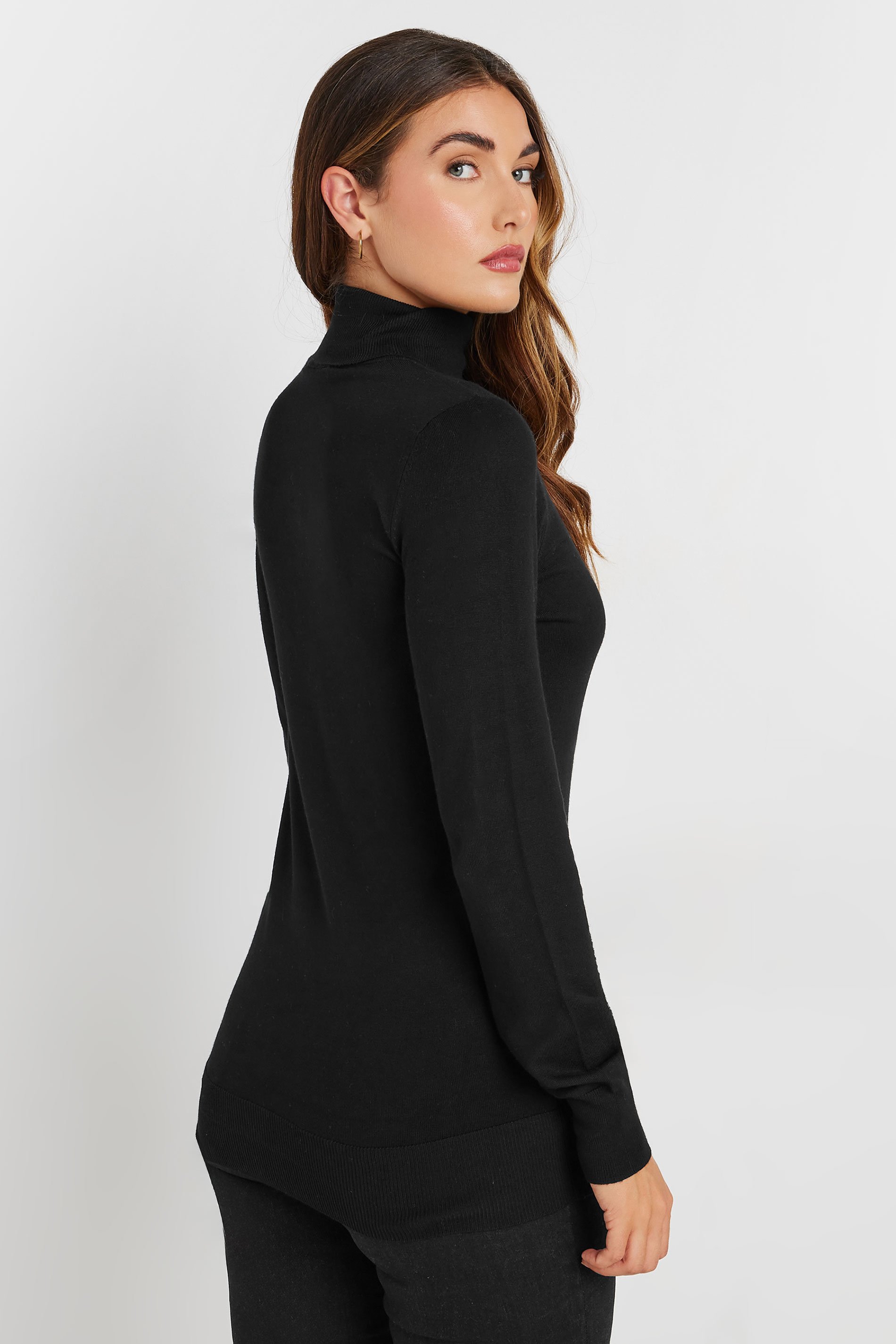 LTS Tall Black Long Sleeve Roll Neck Jumper | Long Tall Sally 5