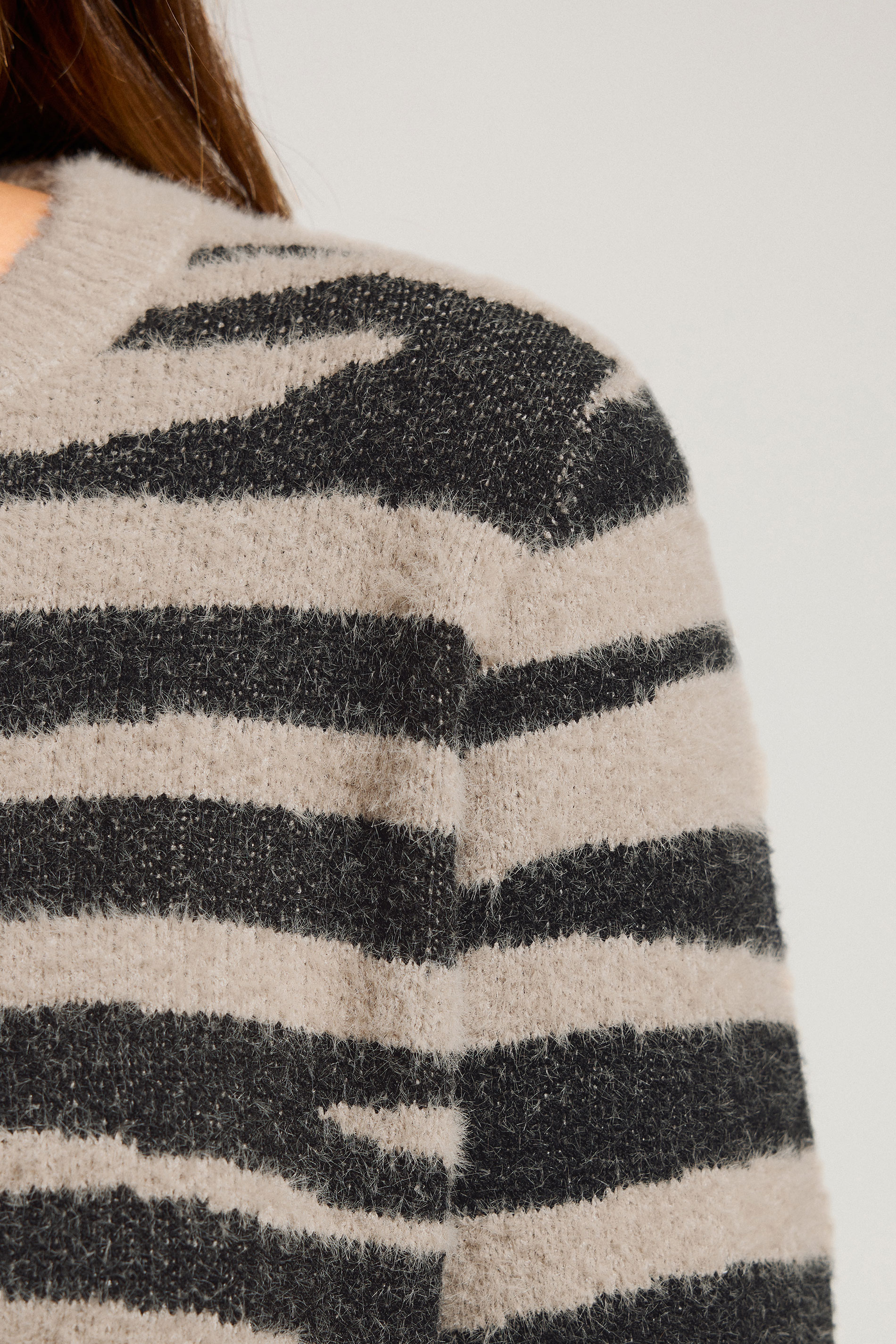 LTS Tall Beige Brown Knitted Zebra Print Jumper | Long Tall Sally 5