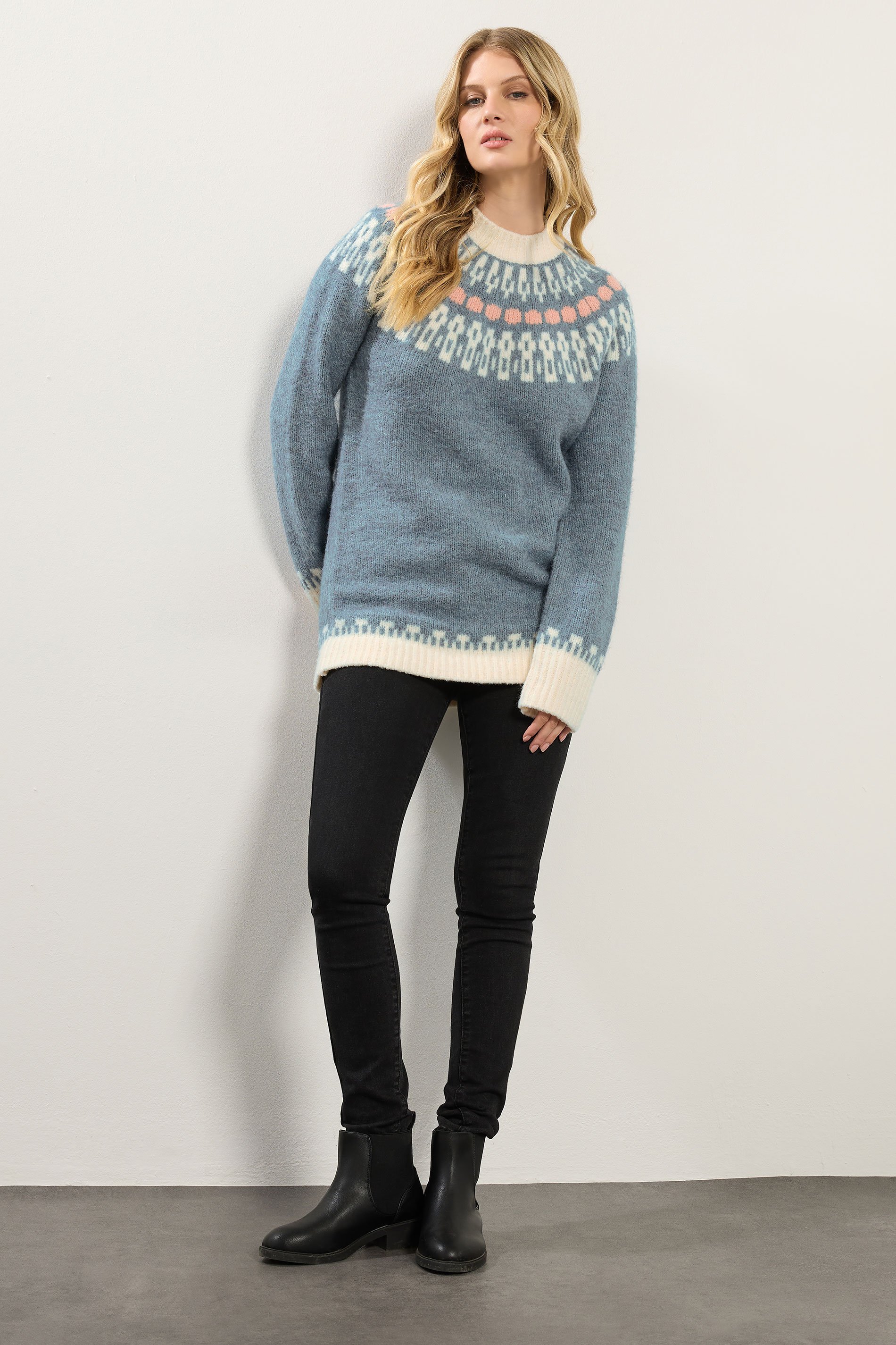 LTS Tall Blue Fairisle Knitted Jumper | Long Tall Sally 2