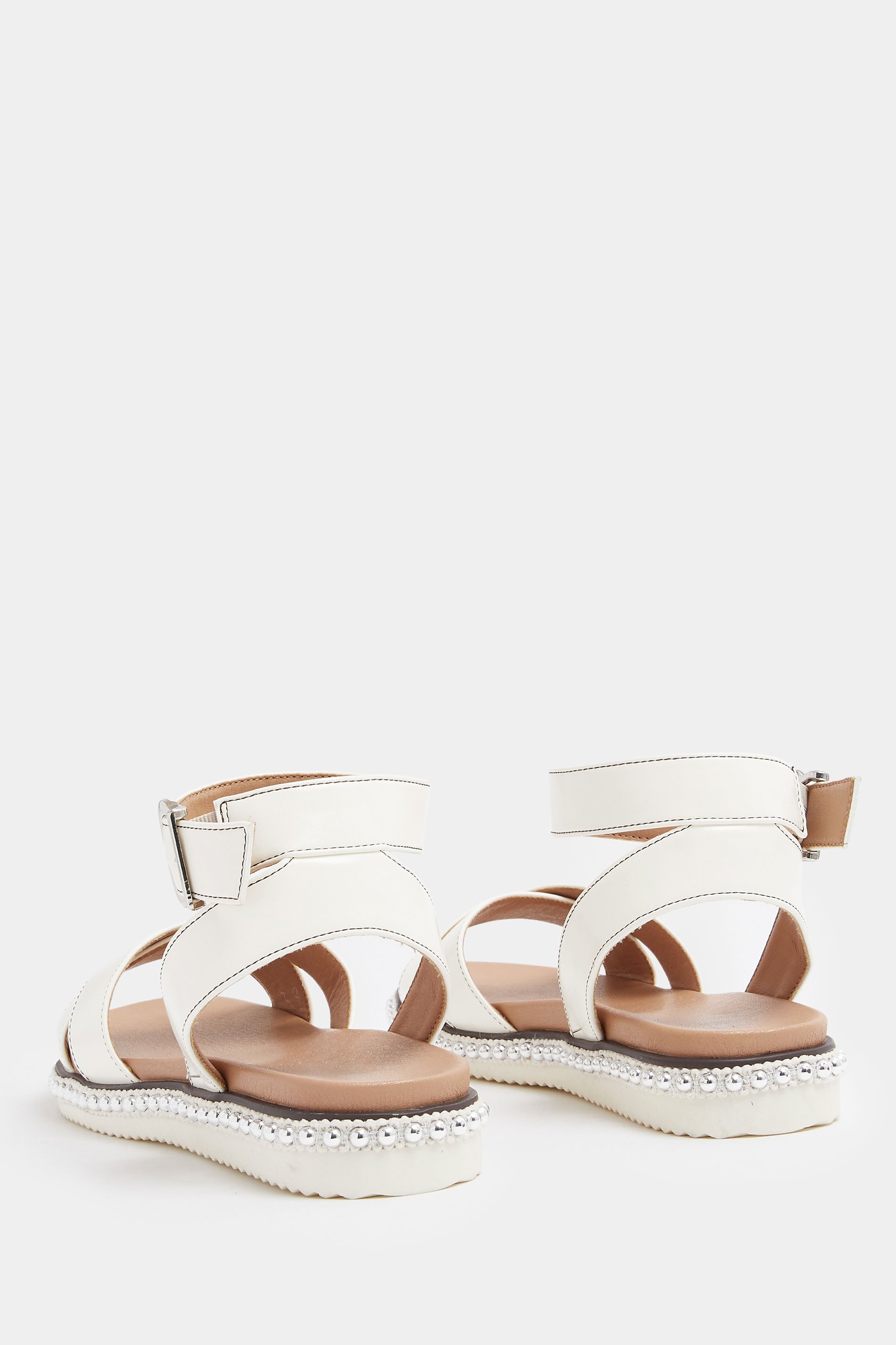 White Cross Over Strap Sandals In Wide E Fit | Yours Clothing 4
