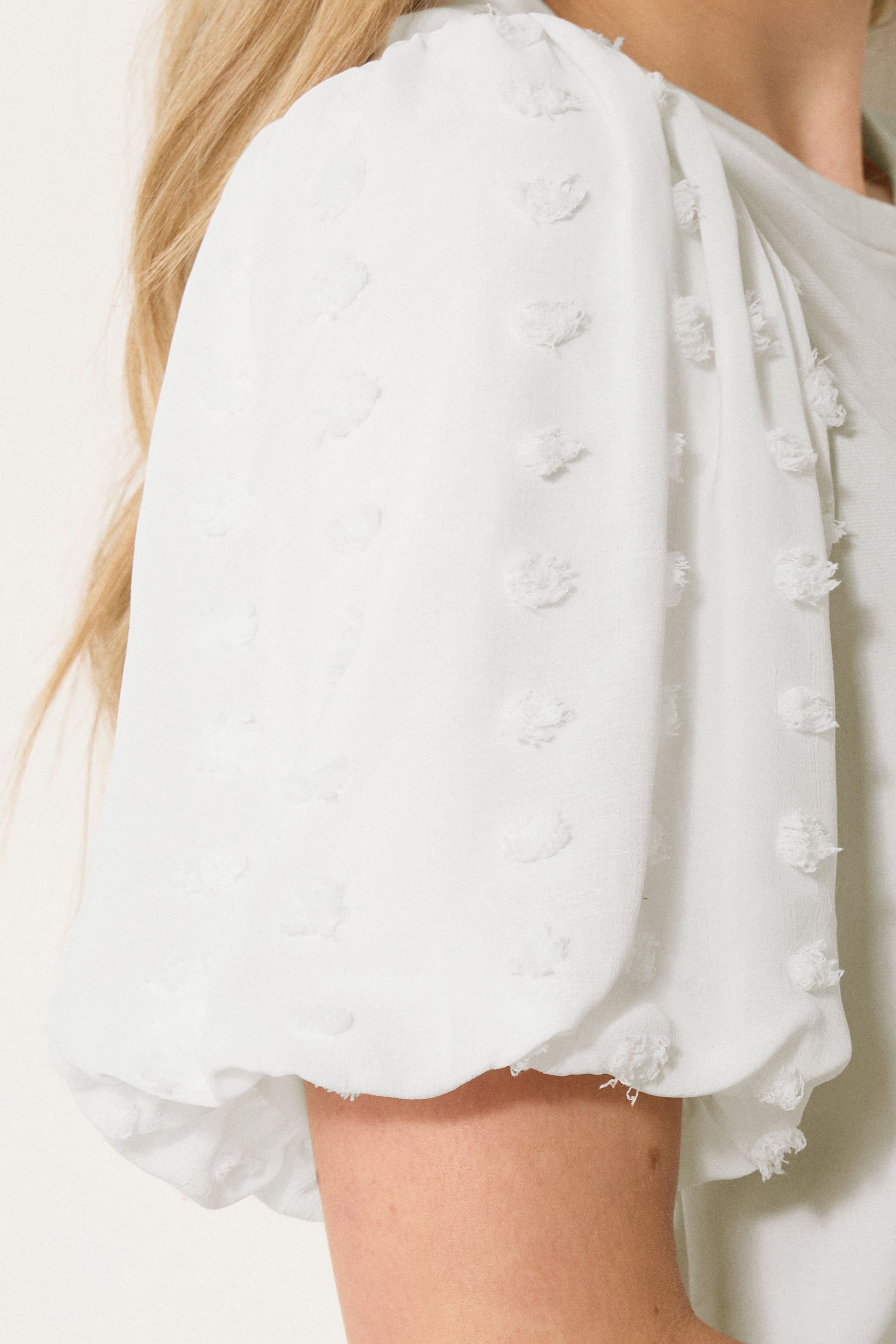 LTS Tall Ivory White Dobby Spot Sleeve Blouse | Long Tall Sally 4