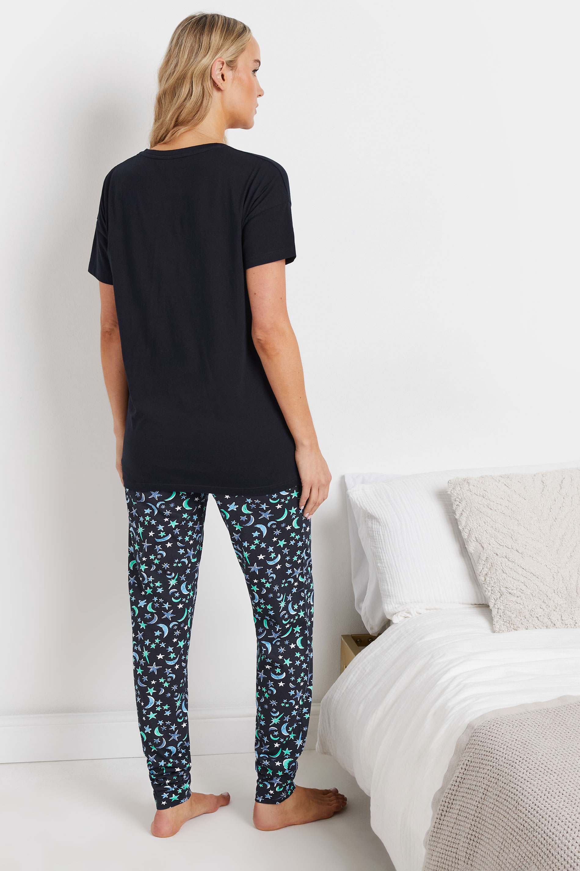 LTS Tall Navy Blue 'Good Night' Star & Moon Pyjama Set | Long Tall Sally 3