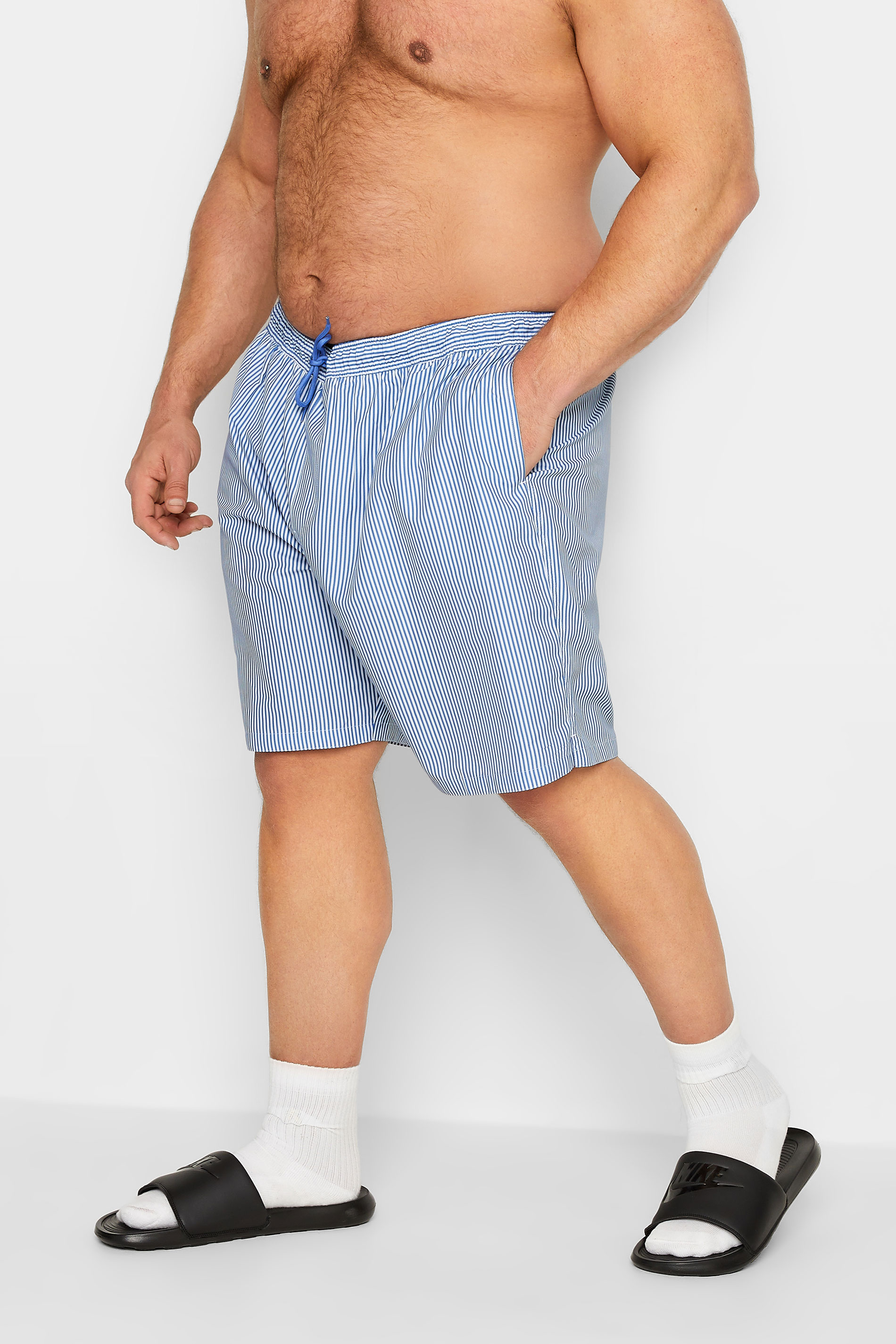BadRhino Big & Tall Navy Blue Stripe Swim Shorts 1