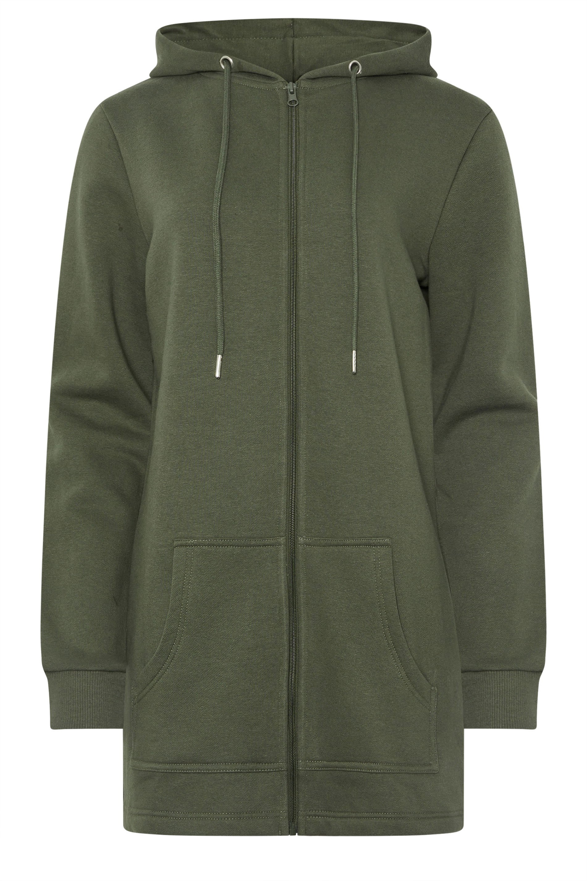 LTS Tall Women's Khaki Green Longline Zip Hoodie | Long Tall Sally 5