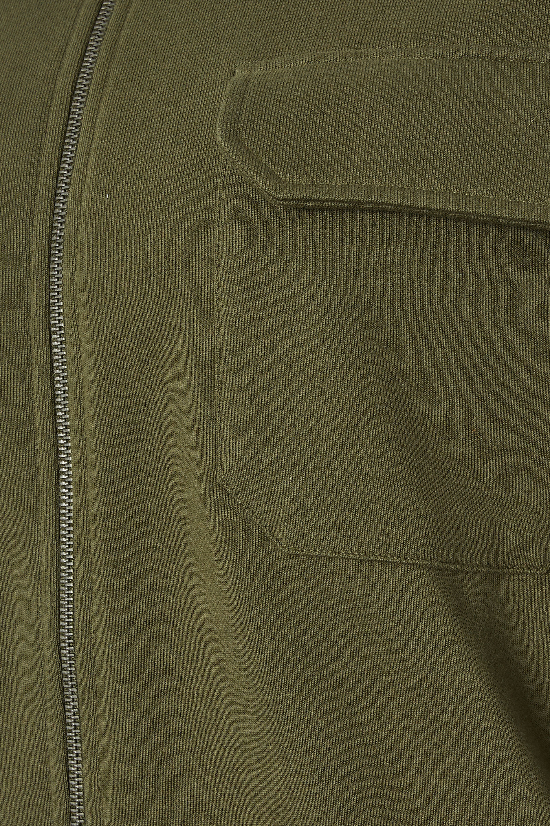 STUDIO A Big & Tall Khaki Green Zip Through Shacket | BadRhino 3