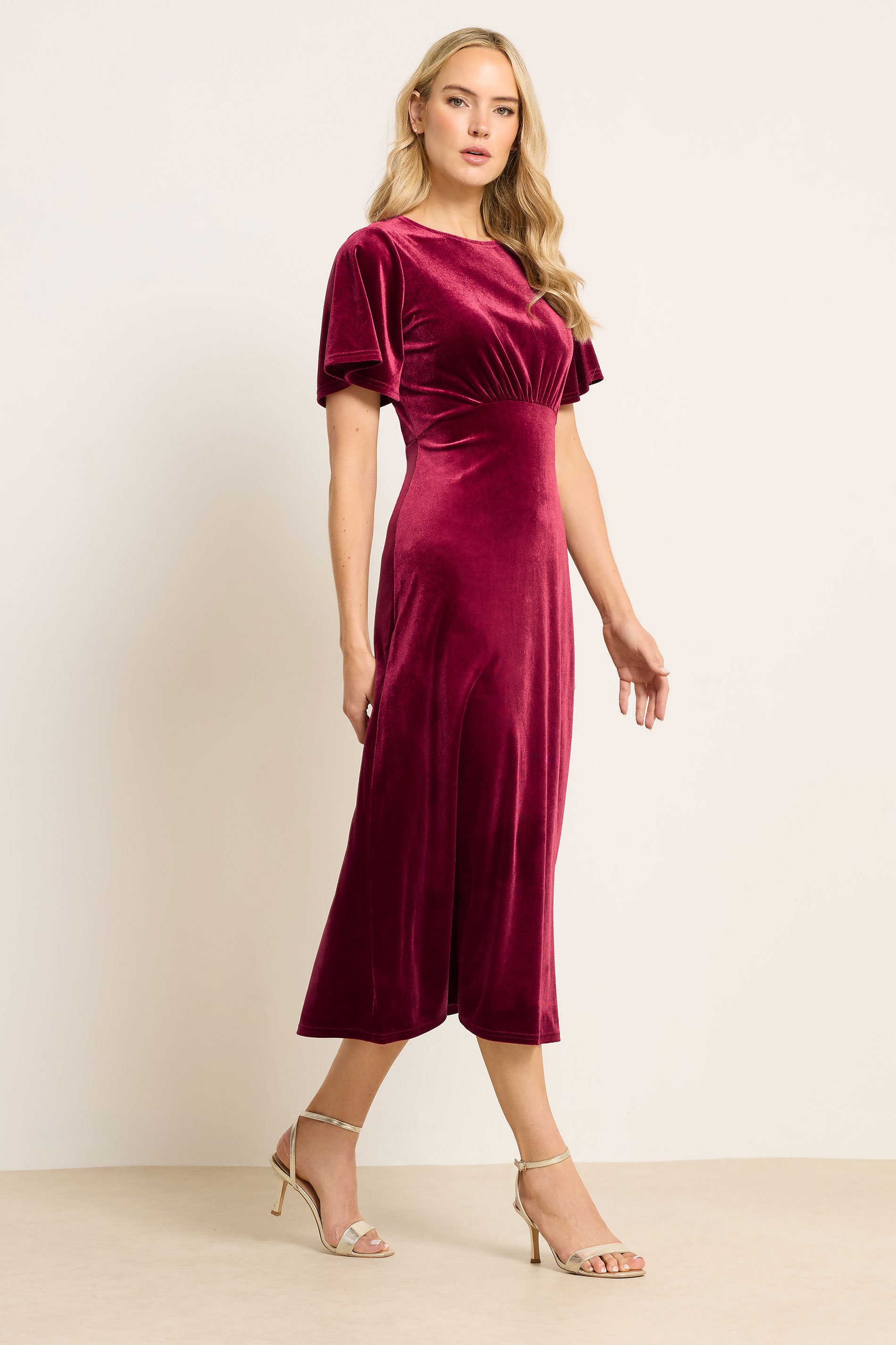 LTS Tall Red Velour Midi Tea Dress | Long Tall Sally 2