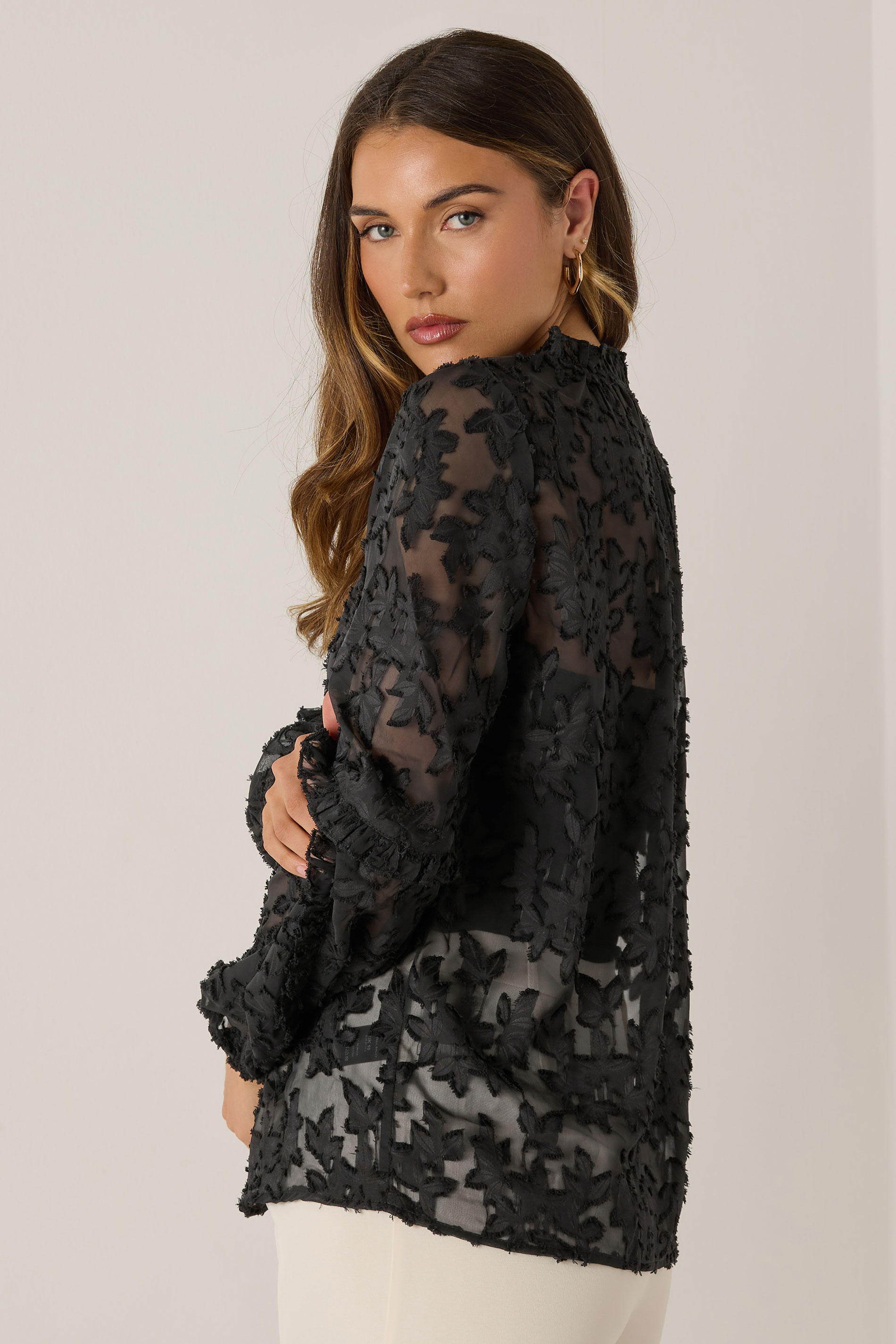 roughlow jacquard layered blouse ブラック roughlow jacquard layered blouse ブラック