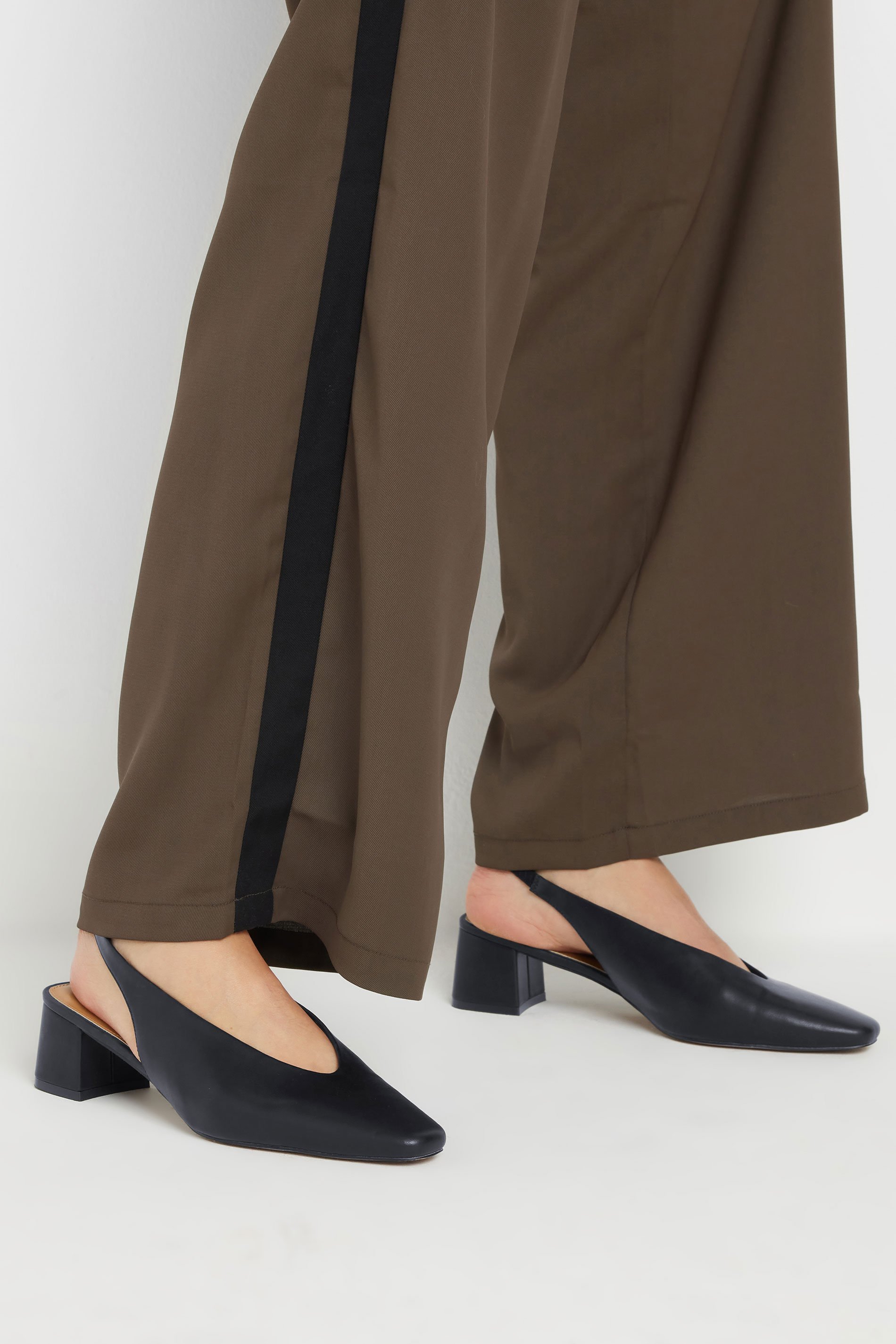 LTS Black Square Slingback Block Heel In Standard Fit | Long Tall Sally 1