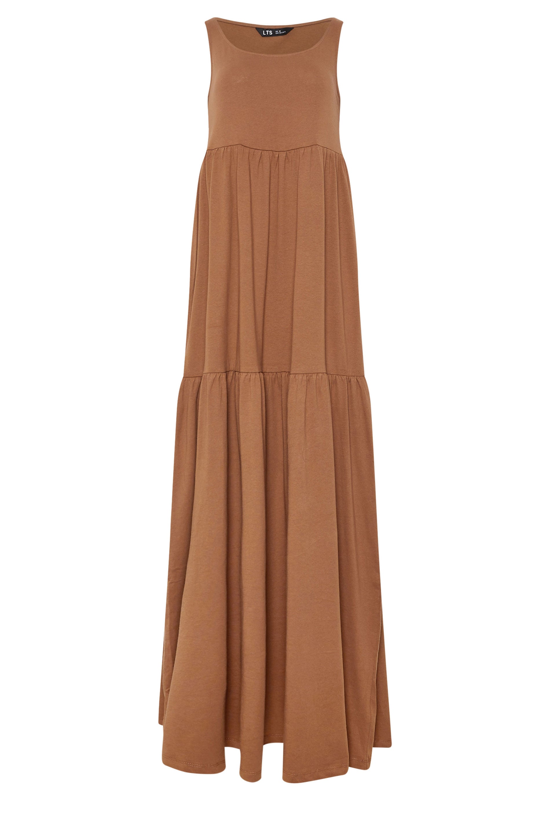 LTS Tall Women's Mocha Brown Tiered Cotton Maxi Dress | Long Tall Sally  6