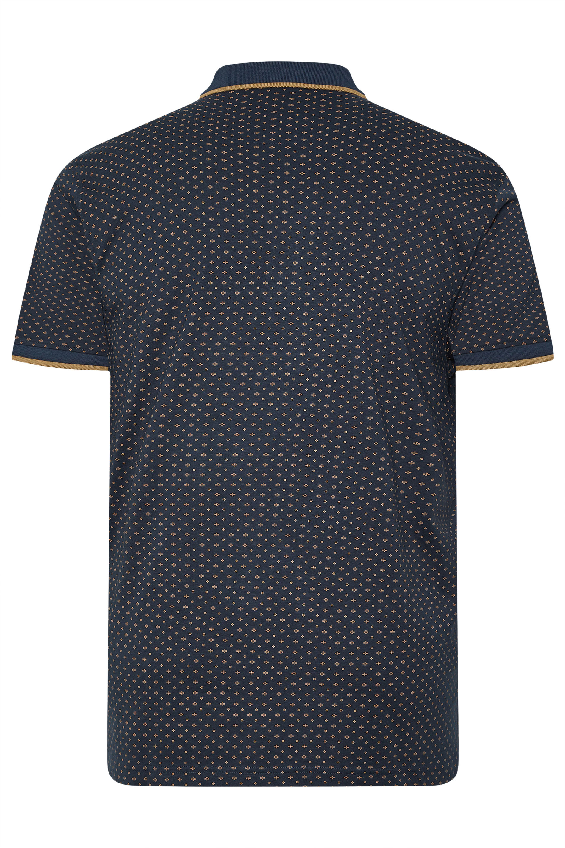 KAM Indigo Blue Geometric Print Short Sleeve Polo Shirt | BadRhino 5