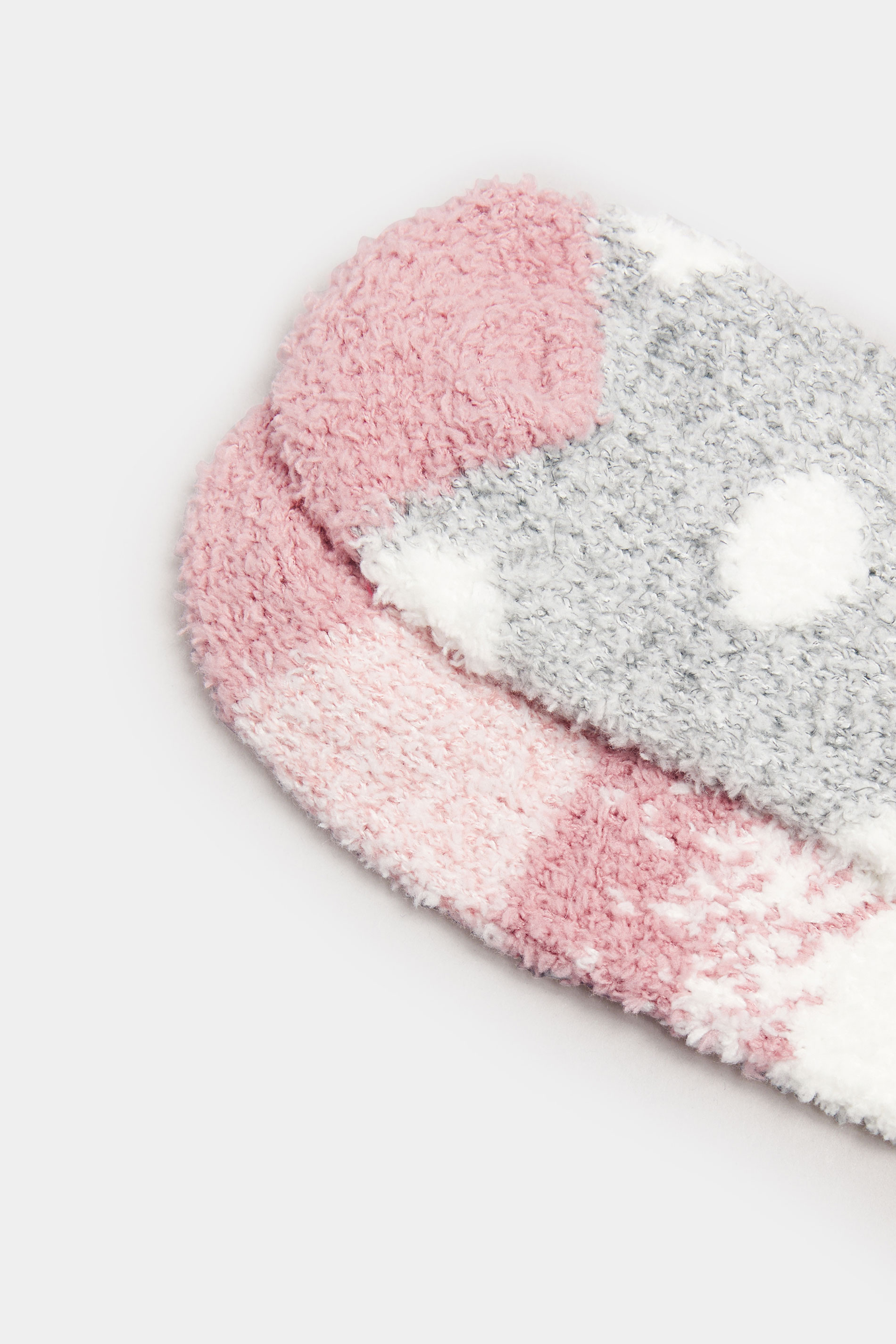 YOURS 2 PACK Curve Grey & Pink Fluffy Bed Socks | Yours Clothing 5