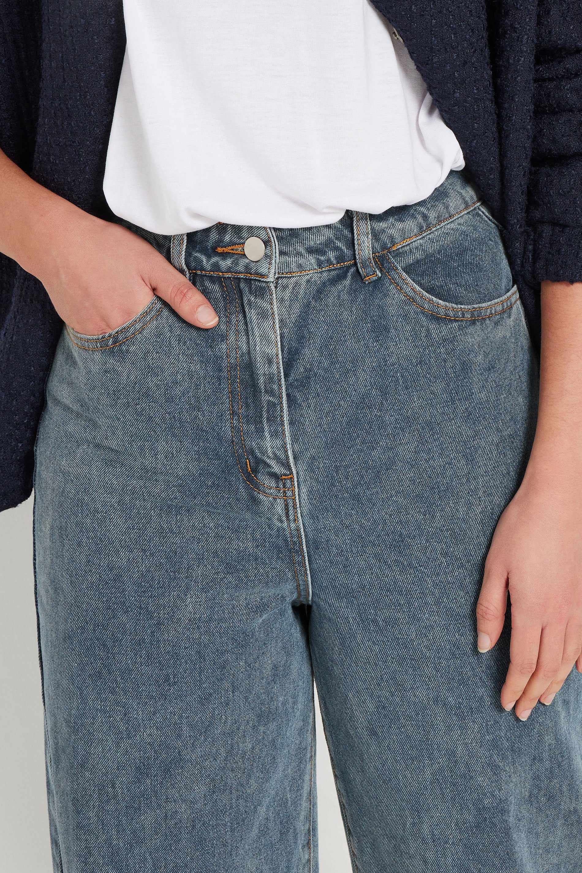 LTS Tall Blue Mid Wash Barrel Leg Jeans | Long Tall Sally 5