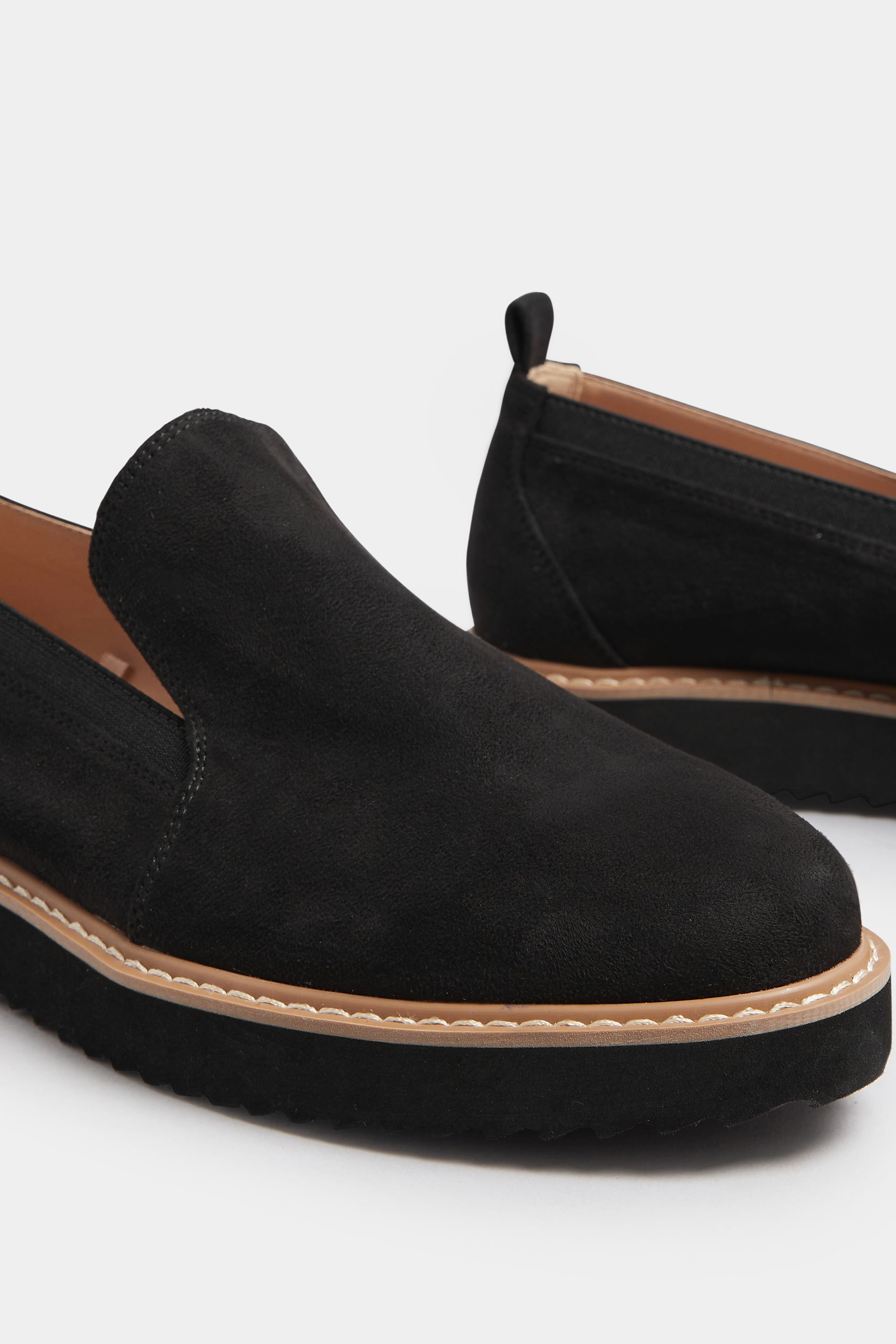 LTS Black Faux Suede Slip-On Loafers In Standard Fit | Long Tall Sally 5