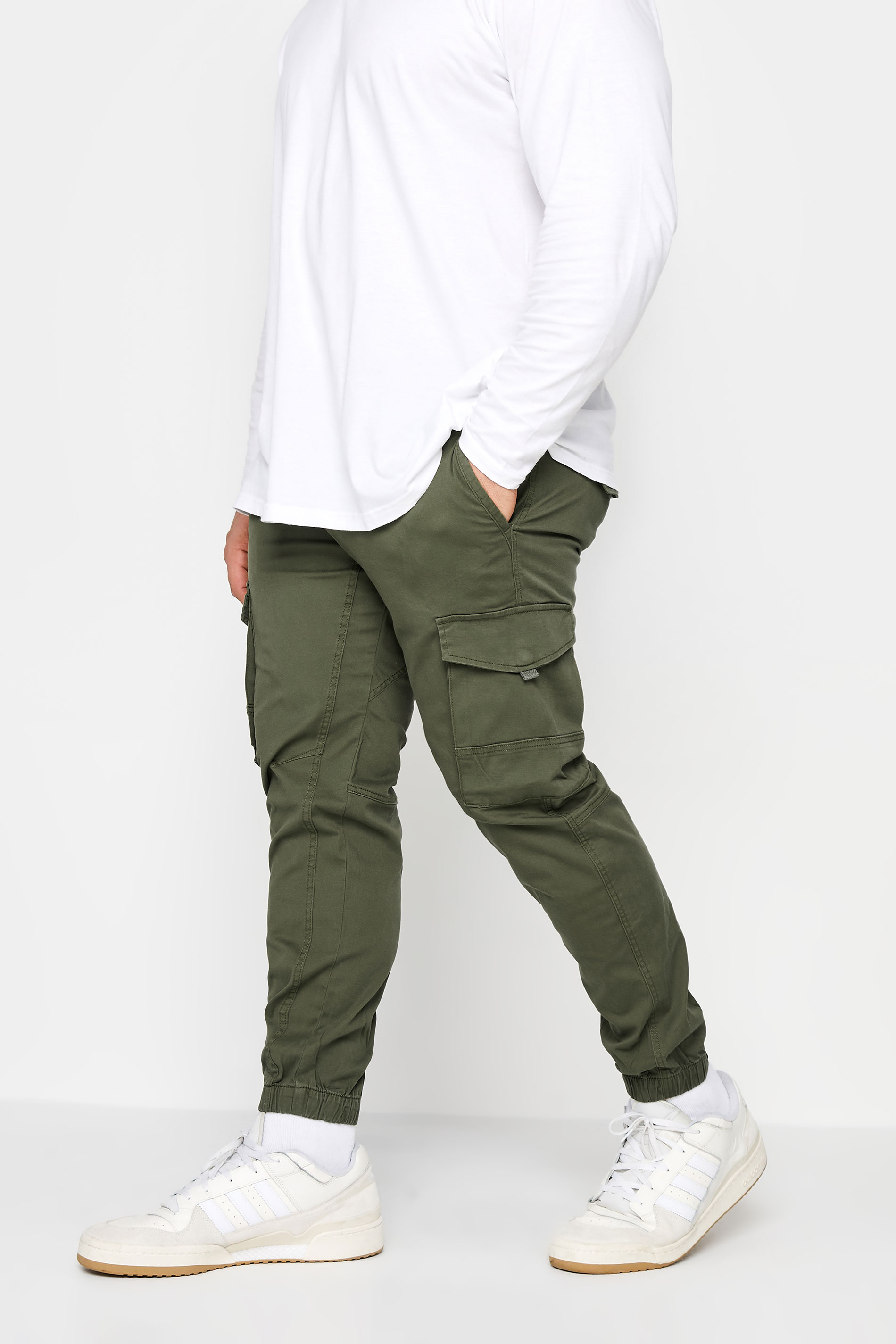 JACK & JONES Olive Green Cargo Trousers | BadRhino 1