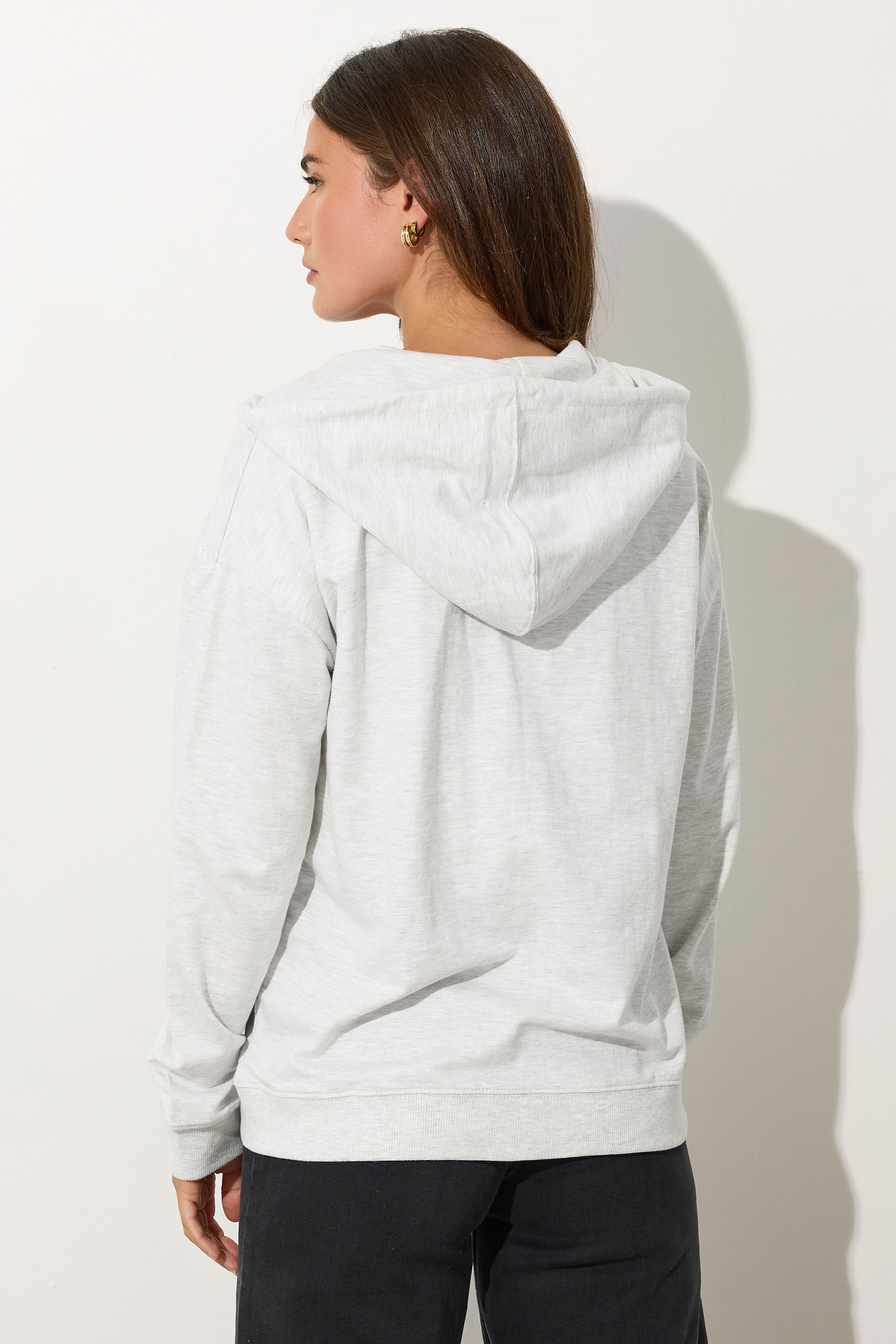LTS Tall Light Grey Zip Through Pocket Hoodie | Long Tall Sally  5