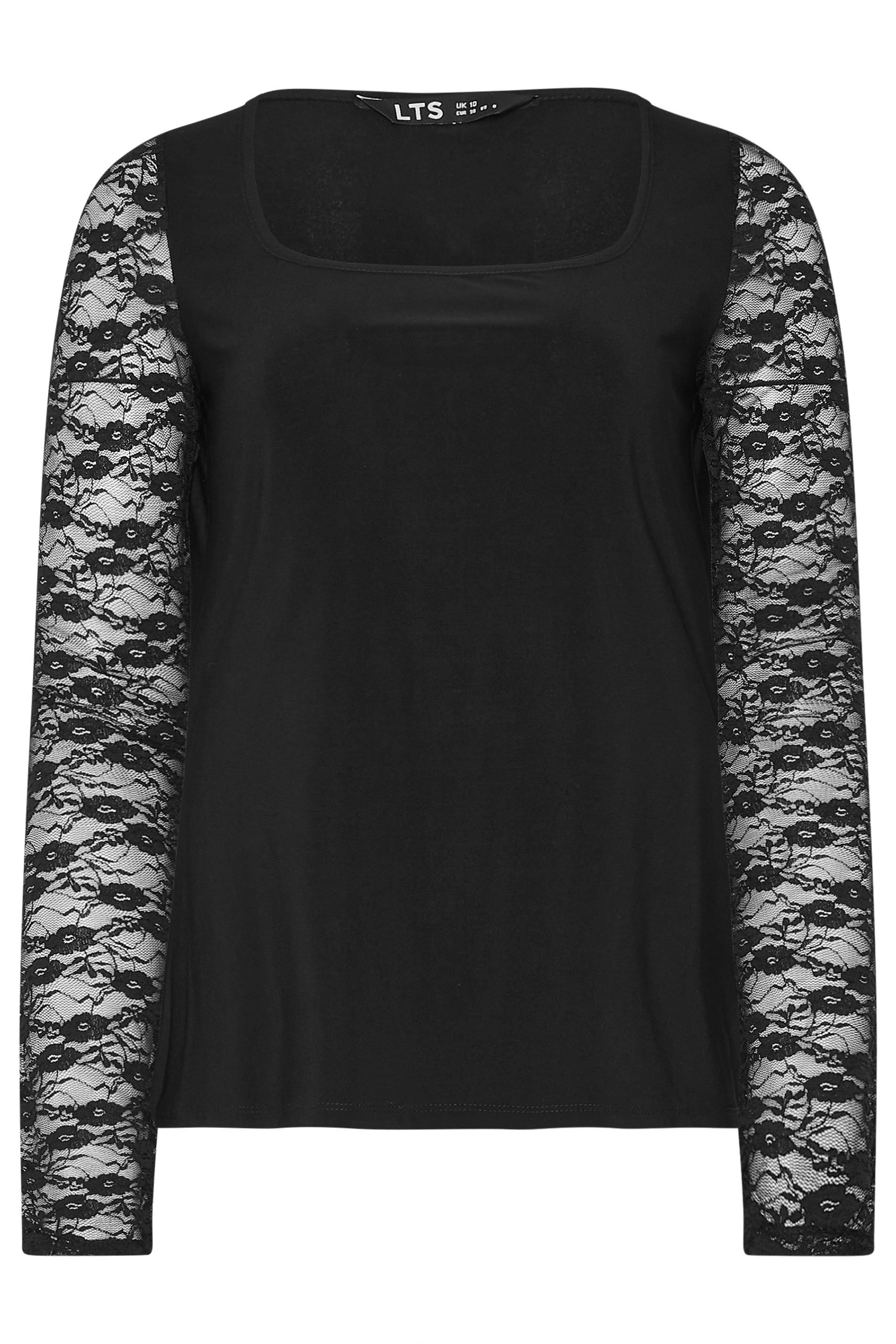 LTS Tall Black Lace Square Neck Top | Long Tall Sally 5
