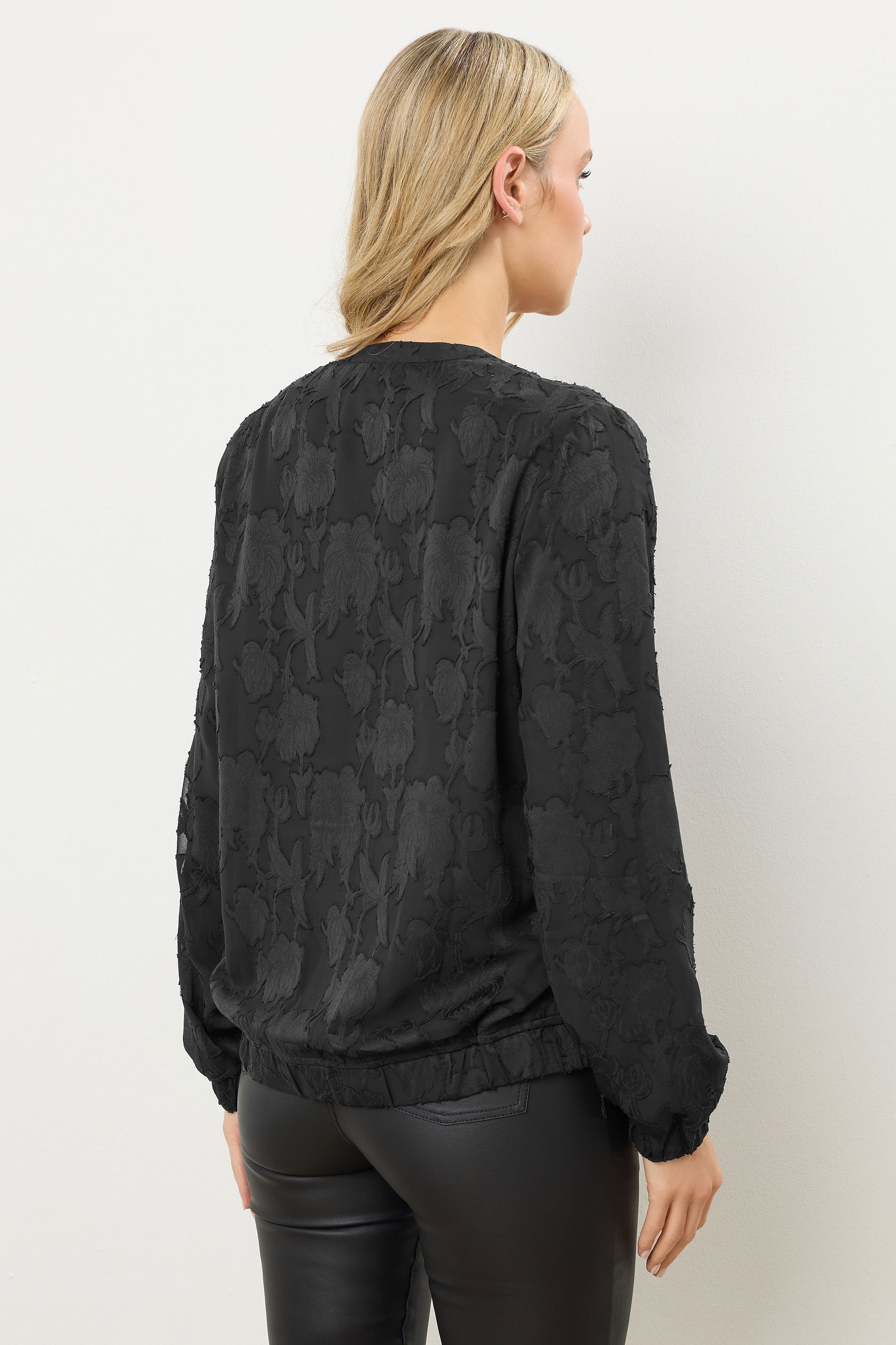 LTS Tall Black Jacquard Bomber Jacket | Long Tall Sally 5
