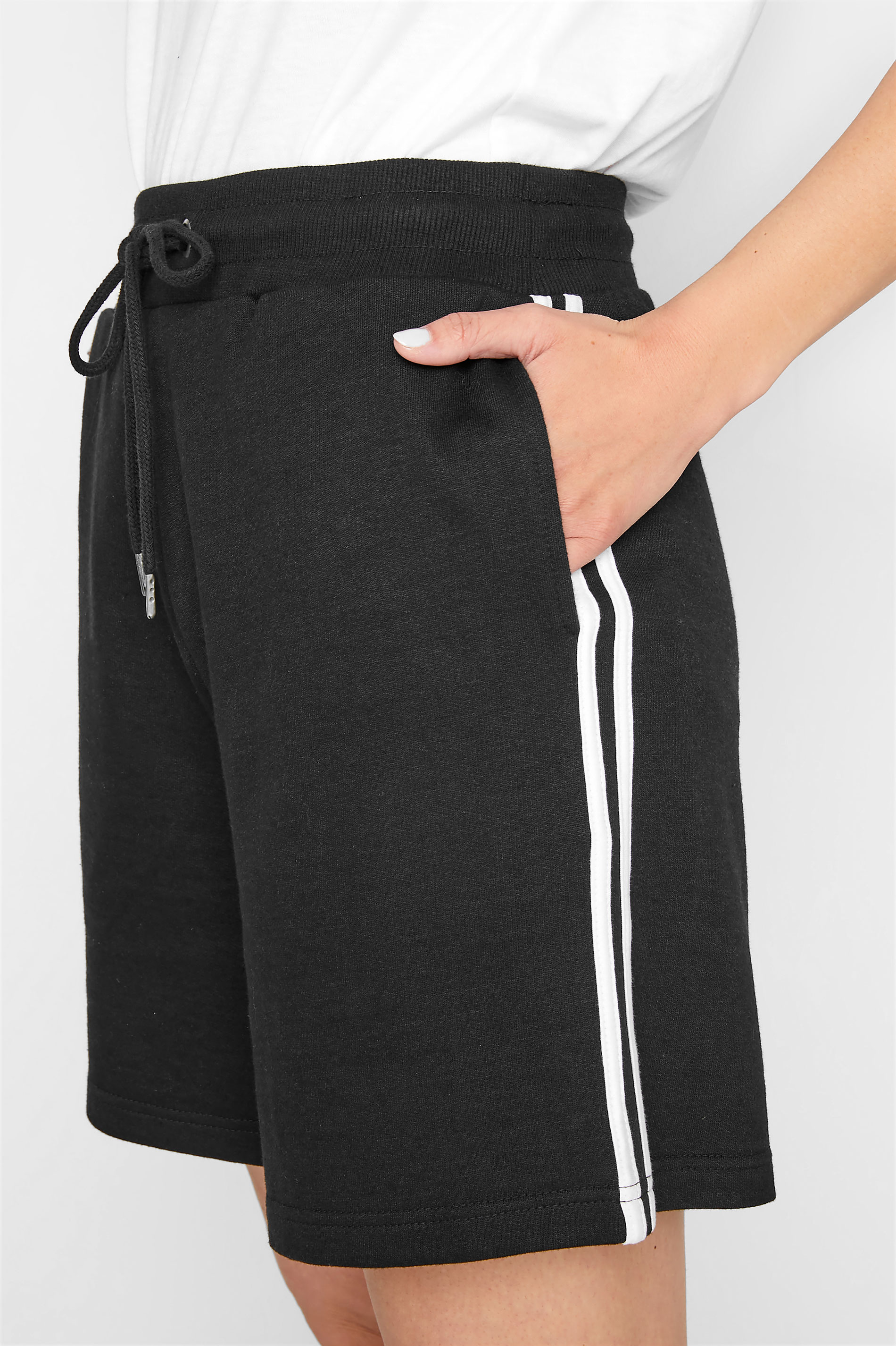 LTS Tall Women's Black Side Stripe Sweat Shorts 3